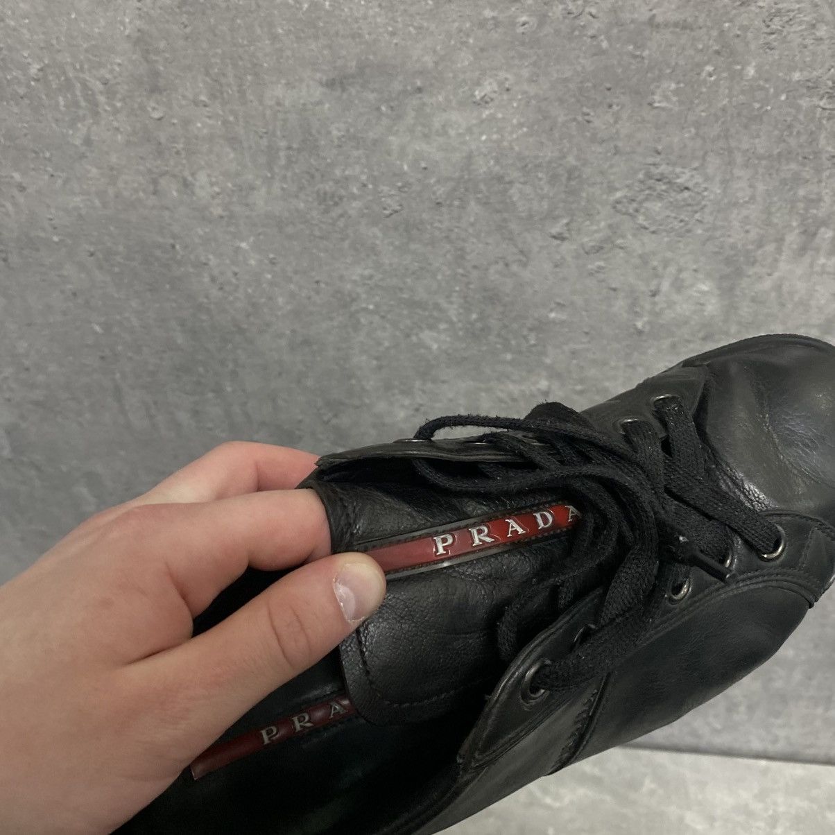 Prada 2000s Prada Black Leather Sneakers Size US 6.5 / EU 39-40 - 10 Thumbnail