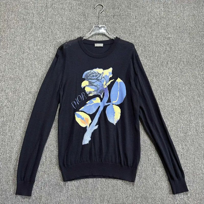 Dior Dior Men's Blue Wool Blend Long Sleeve Sweater 0089 Size US S / EU 44-46 / 1 - 1 Thumbnail