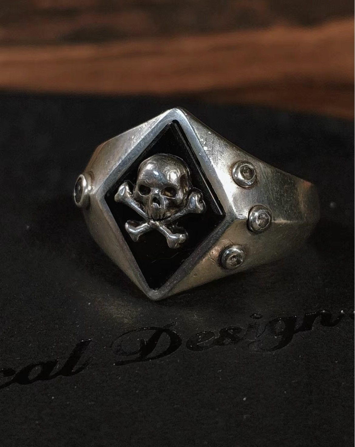 Magical Design Magical Design Hideo Uchiyama Black Agate Skull Silver Ring Size ONE SIZE - 2 Thumbnail