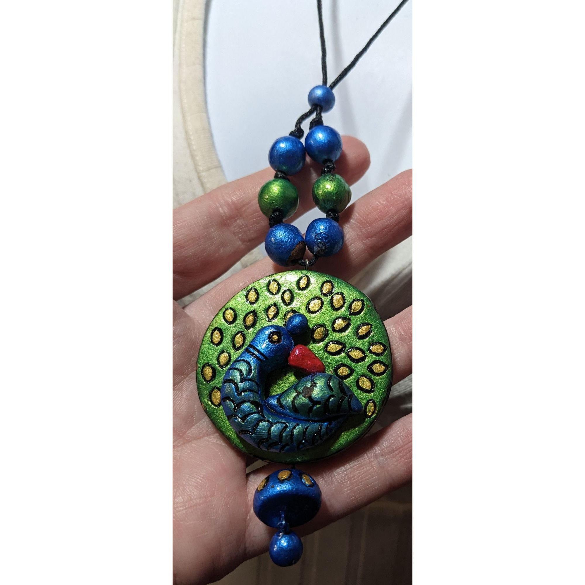 Other Vintage Terra Cotta Medallion Metallic Peacock Pendant Neckl Size ONE SIZE - 8 Thumbnail