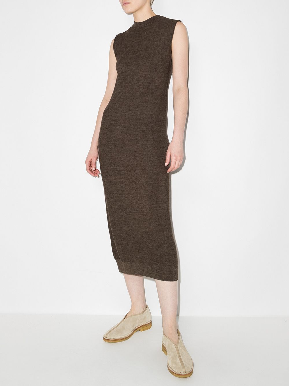 Lemaire Reversible Sleeveless Knitted Dress Moss Green Melan Size M / US 6-8 / IT 42-44 - 7 Thumbnail