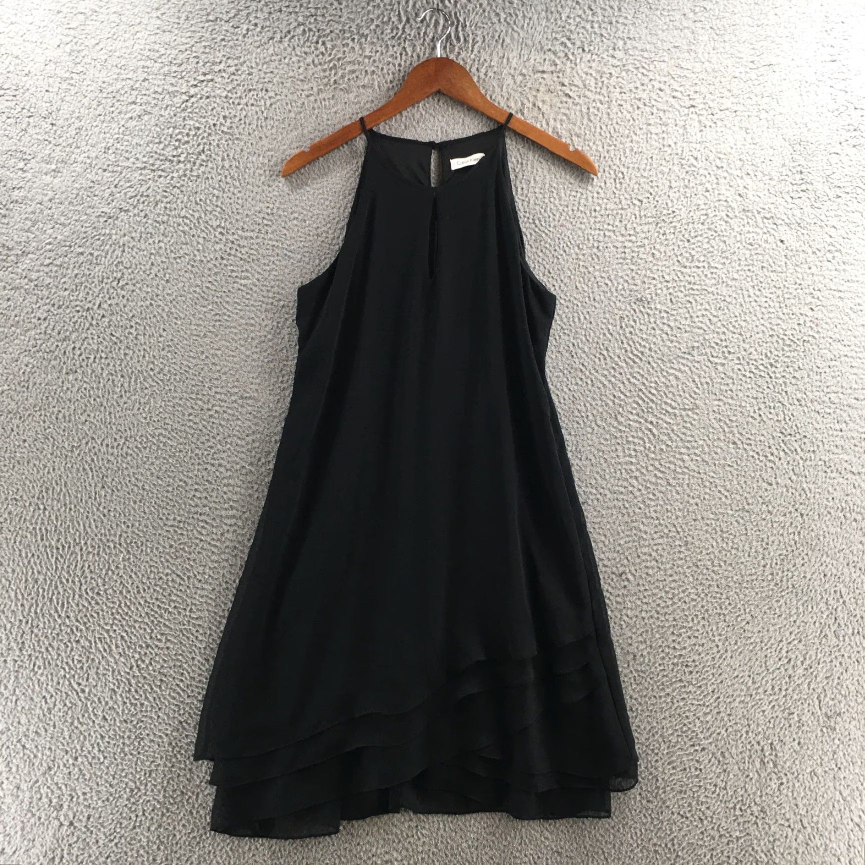 Calvin Klein Calvin Klein Tiered Halter Dress Womens 6 Black Polyester Sleeveless Casual Size M / US 6-8 / IT 42-44 - 2 Thumbnail