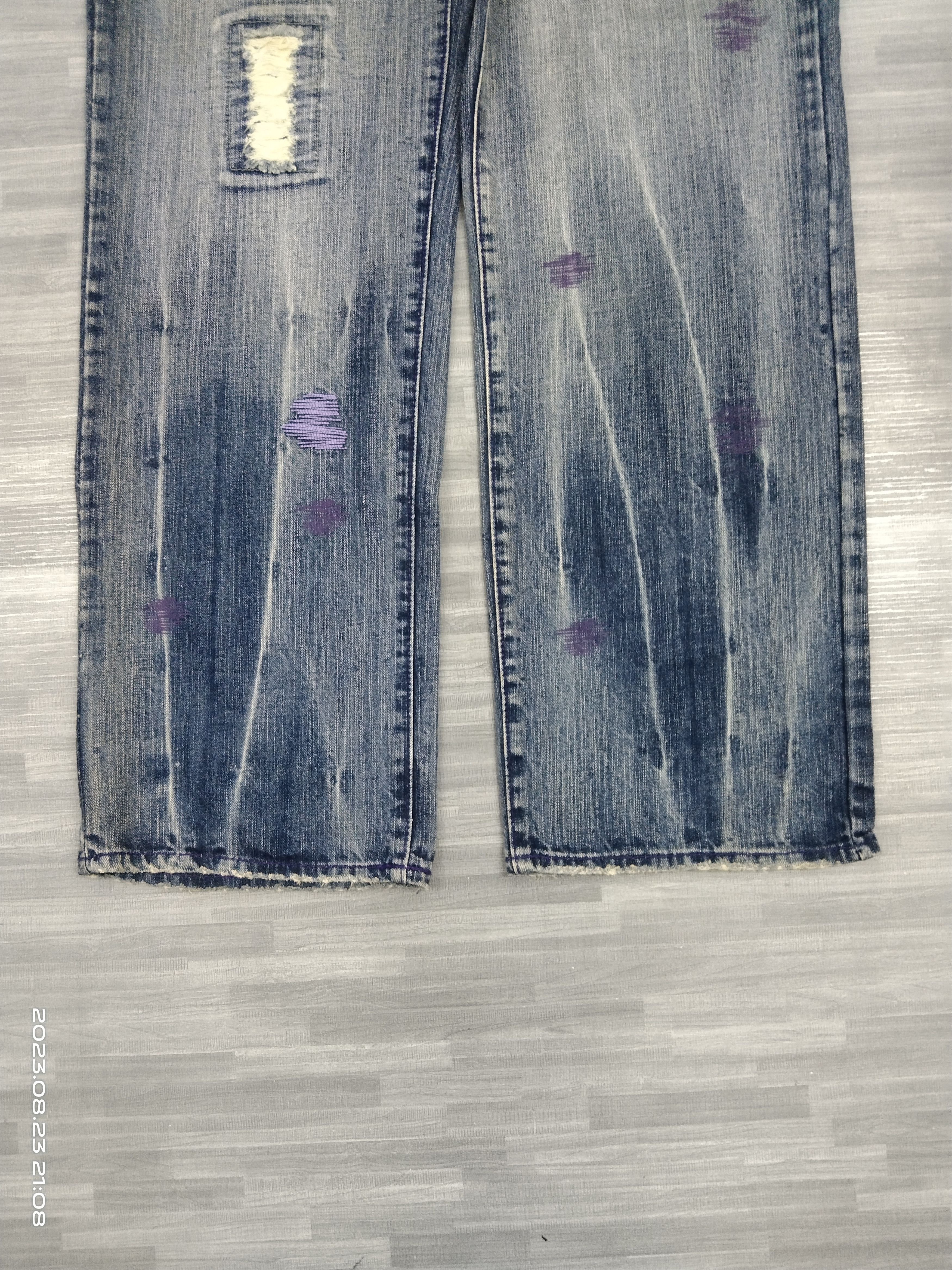 Other INSANE 90s🔥WASHED BLUE PACTHWORK ING DENIM PANTS Size US 34 / EU 50 - 6 Thumbnail