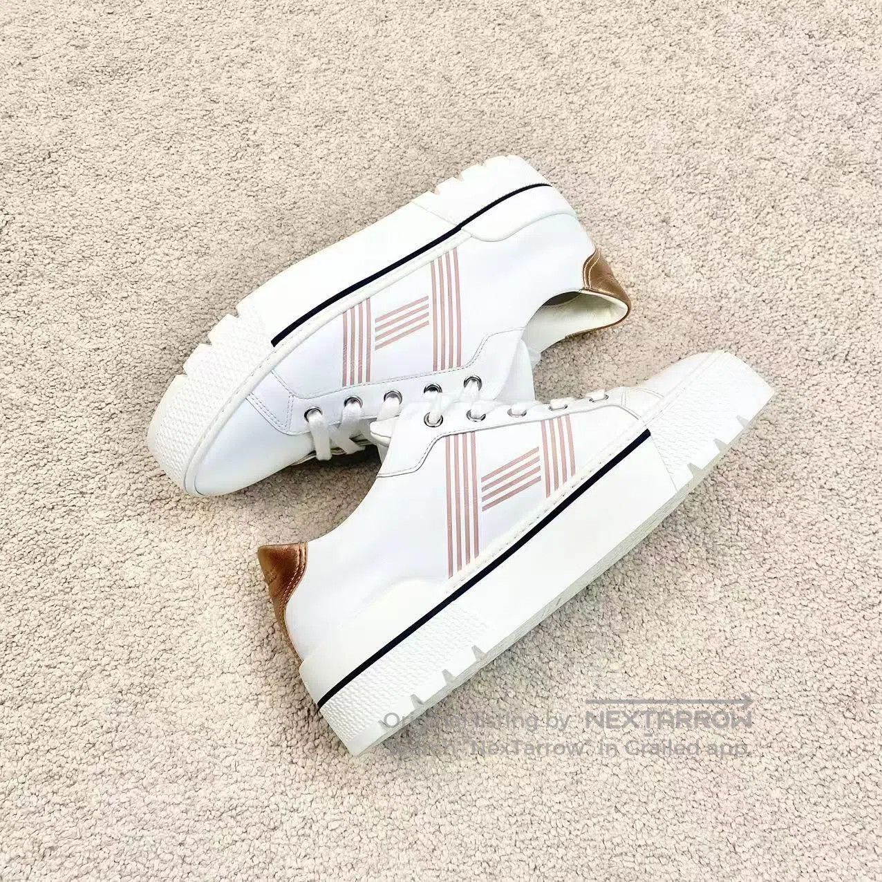 Hermes Hermes Color-blocked big H white shoes| Size US 7.5 / IT 37.5 - 3 Thumbnail