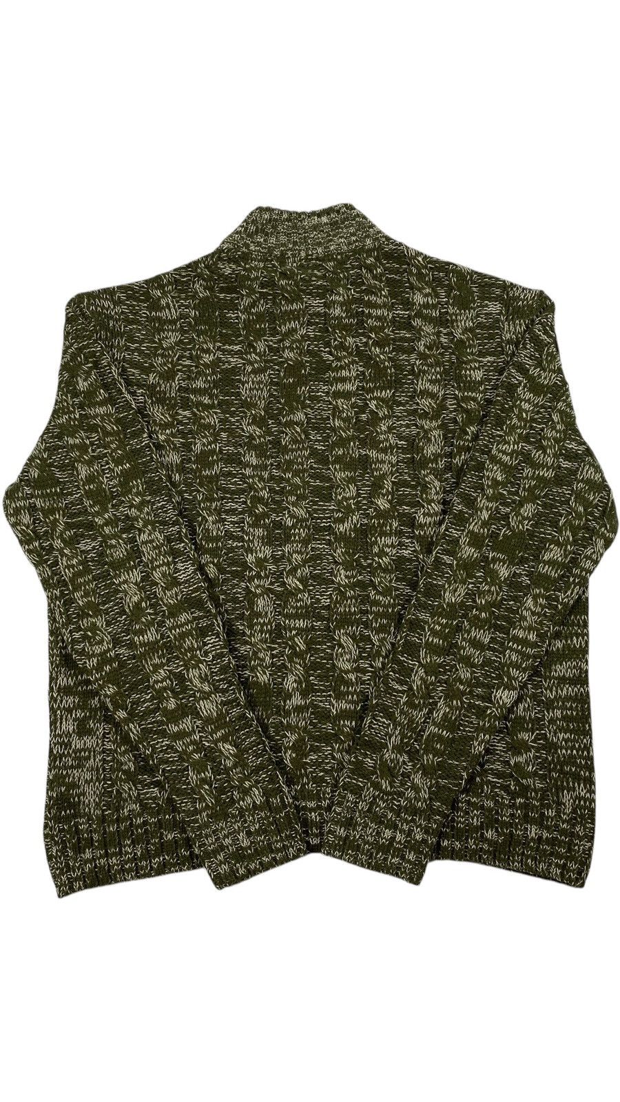 John Baner LASTDROP🔥 Khaki Green Flecked Warm Ribbed Cable Knit Sweater Size US XL / EU 56 / 4 - 3 Thumbnail