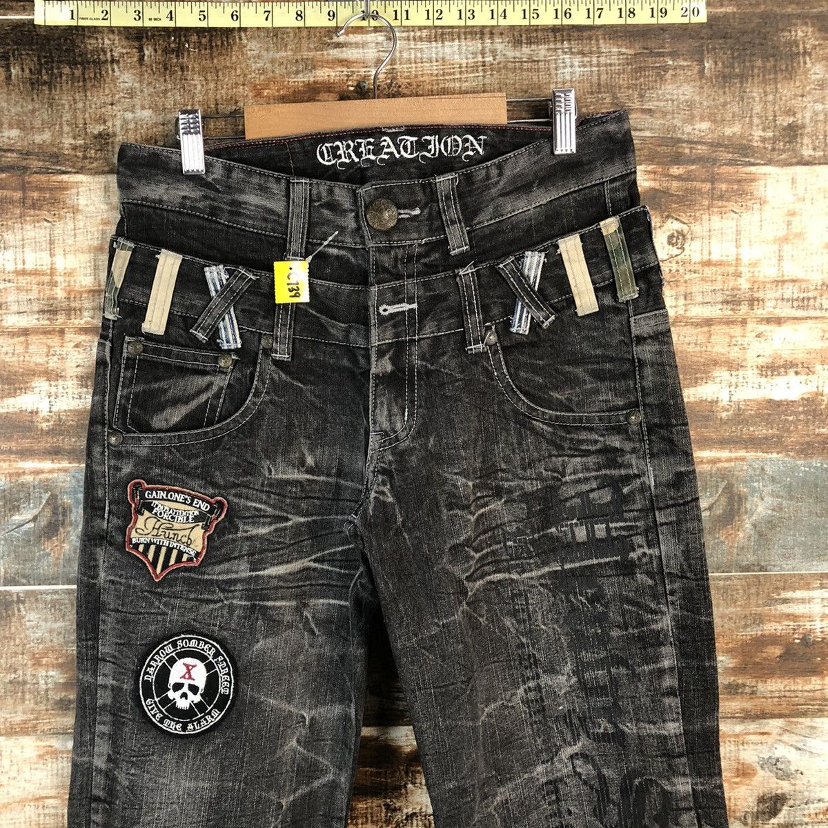 Japanese Brand DL Deluxe Black double waist rapper Denim Pants #C739 Size US 30 / EU 46 - 4 Thumbnail