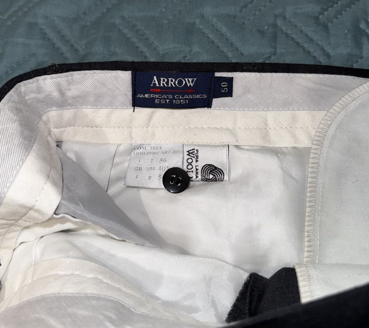 Arrow Arrow America's Pants - Pure Wool - EU 56 Size US 34 / EU 50 - 1 Thumbnail