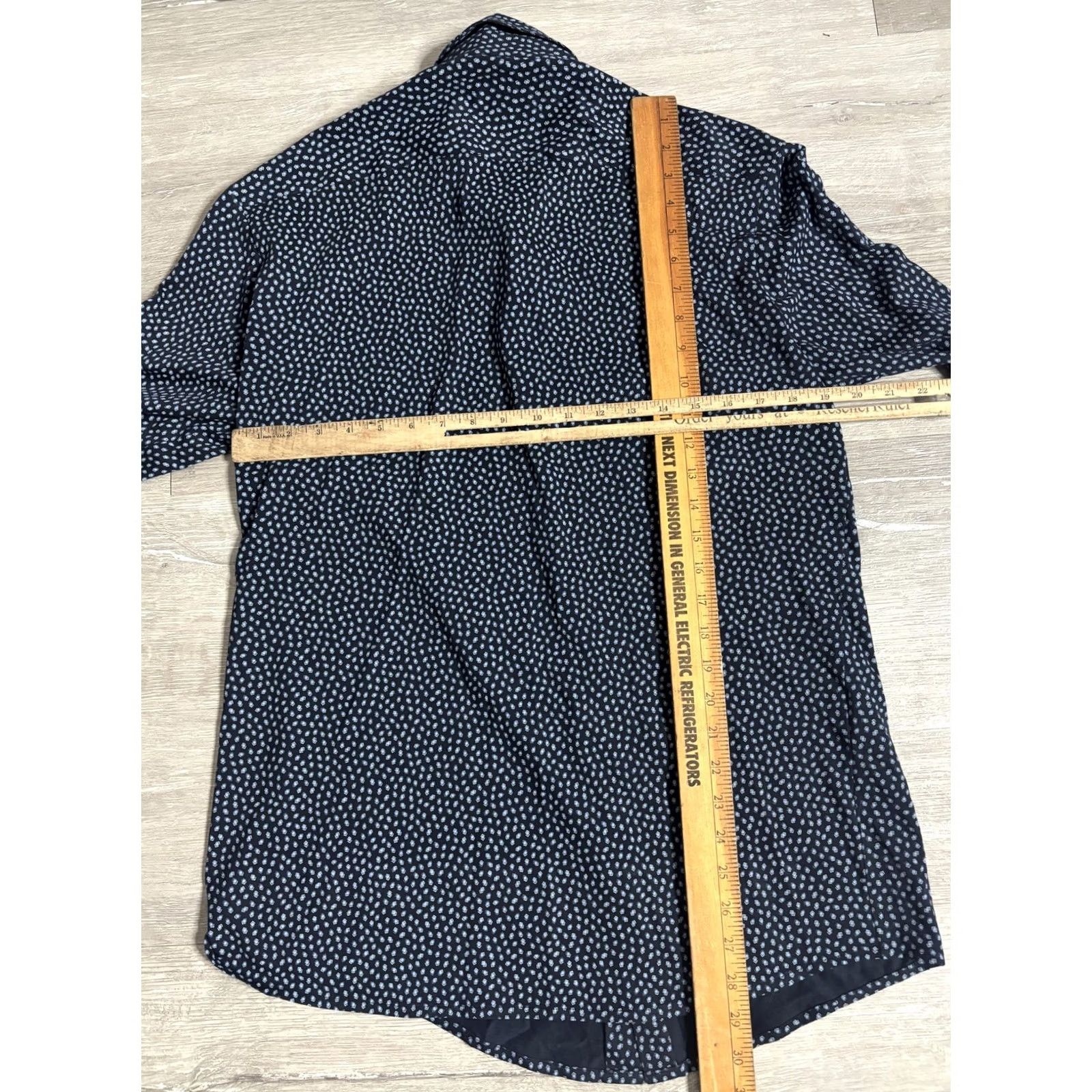 Vintage Boss Shirt Mens Medium Blue Geometric Slim Fit Long Sleeve Button Front Dress Size 40R - 5 Thumbnail