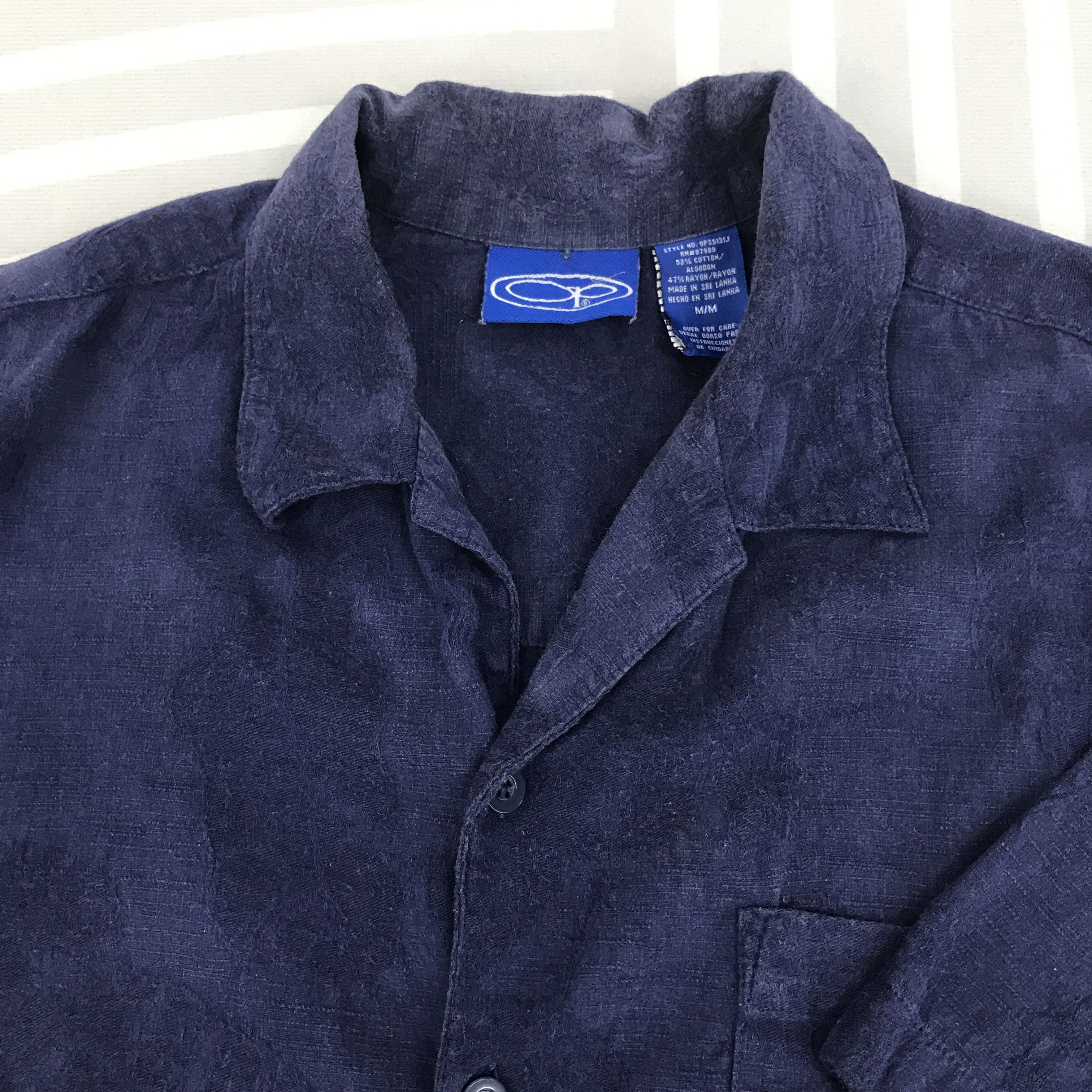 Japanese Brand Vintage OP Hawaii design indigo button up shirts Size US M / EU 48-50 / 2 - 4 Thumbnail
