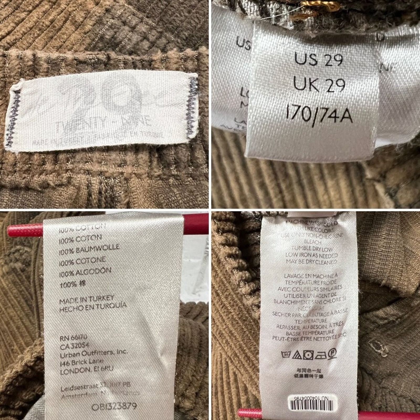Aritzia We The Free Reese Brown Corduroy Pants 29 NWOT Size 29" - 3 Thumbnail