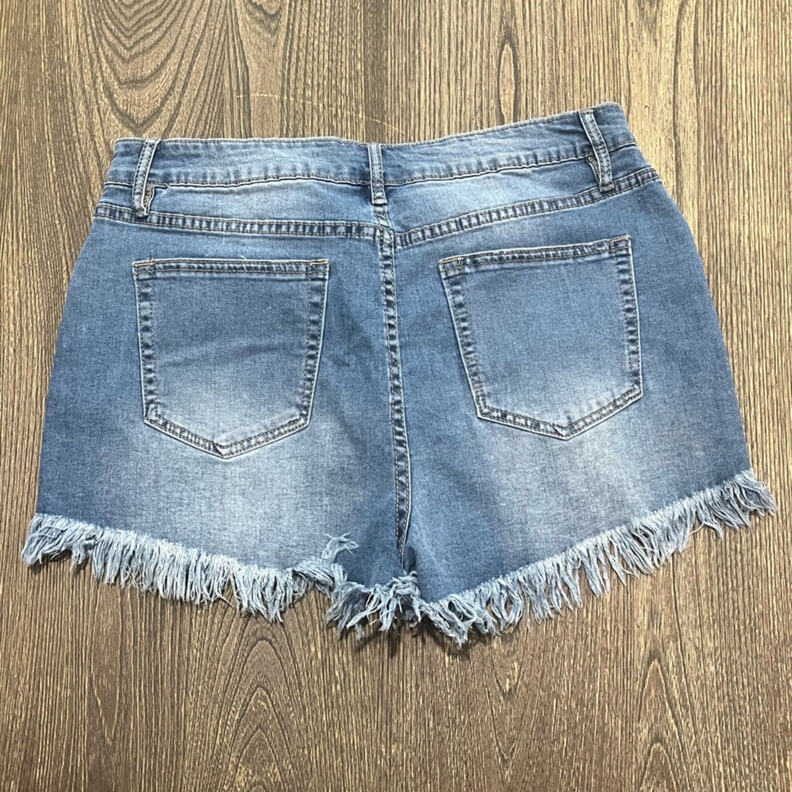 Vintage Womens Jean Shorts Distressed Fringe Hem Whisker Denim L Size 38" / US 16 / IT 52 - 6 Thumbnail