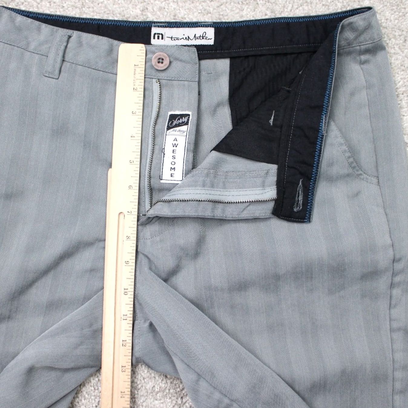 TravisMathew Travis Mathew Shorts Mens 36 Gray Striped Golf 10" Poly/Rayon Stretch Flat Front Chino Ballistic? Size US 36 / EU 52 - 7 Thumbnail