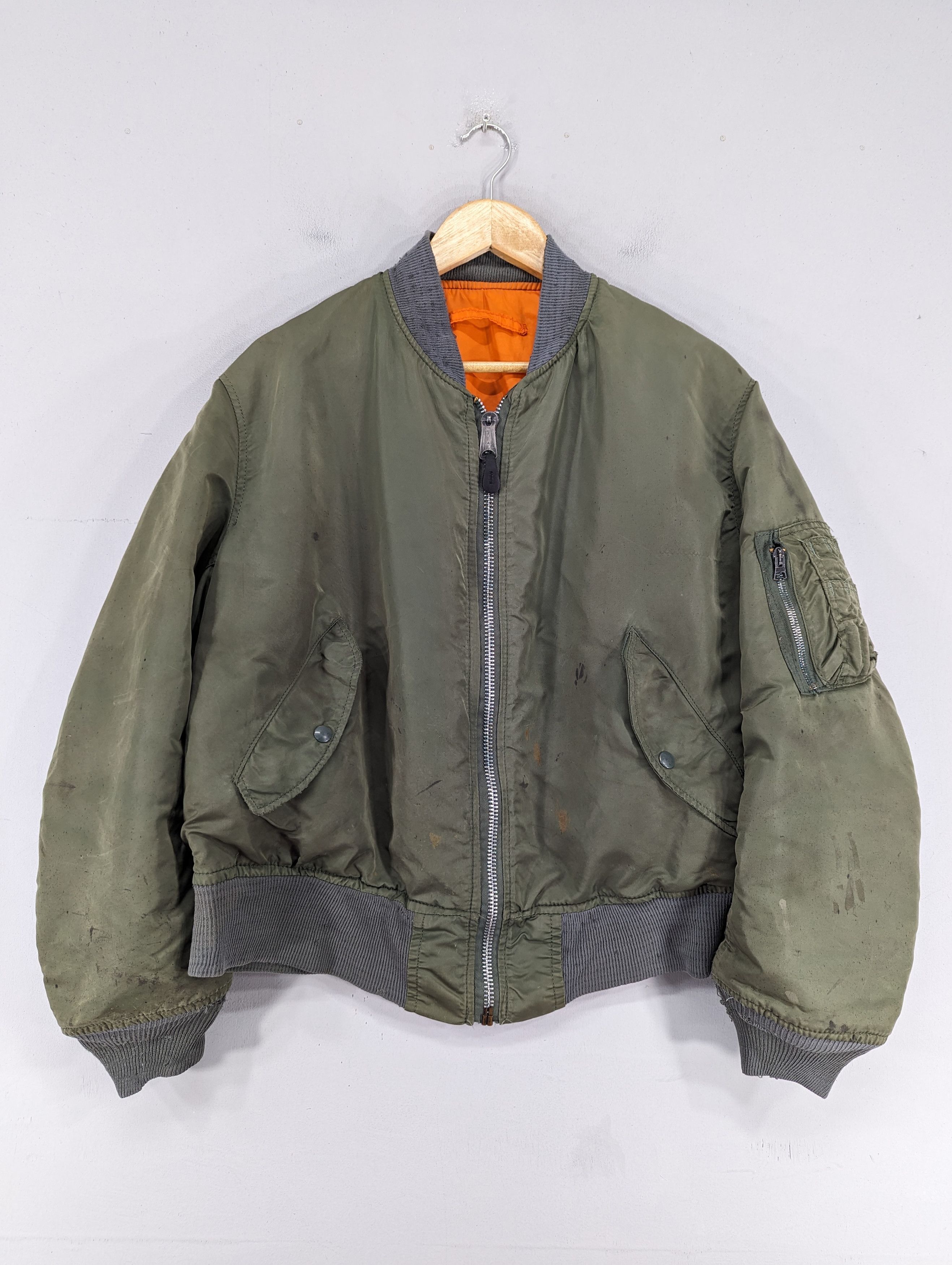 image of Vintage Alpha Industries Distressed Bomber Flight Jacket, Men's (Size Large)