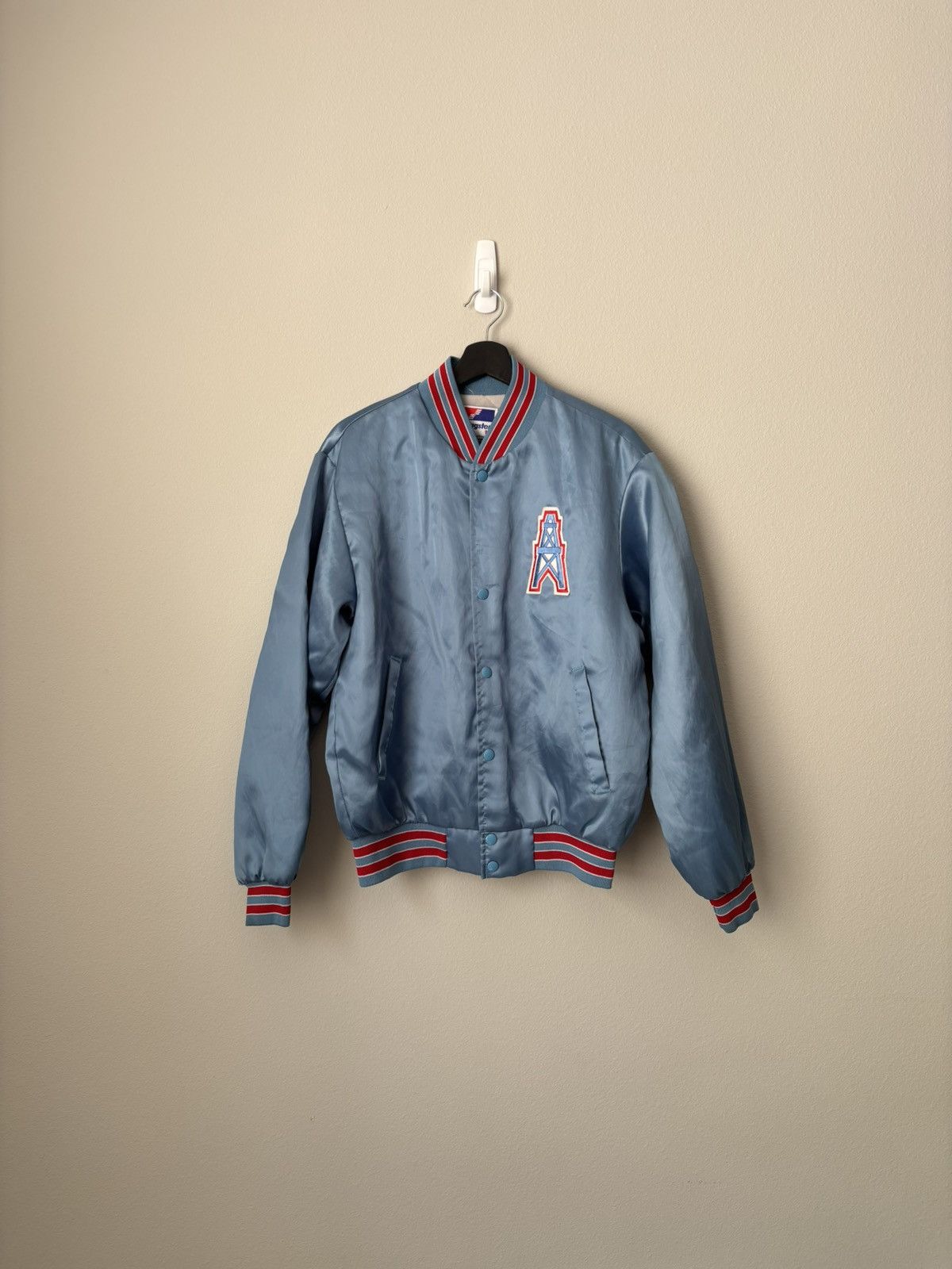 Vintage Vintage Houston Oilers Satin Bomber Jacket (Very Rare) Size US M / EU 48-50 / 2 - 1 Thumbnail