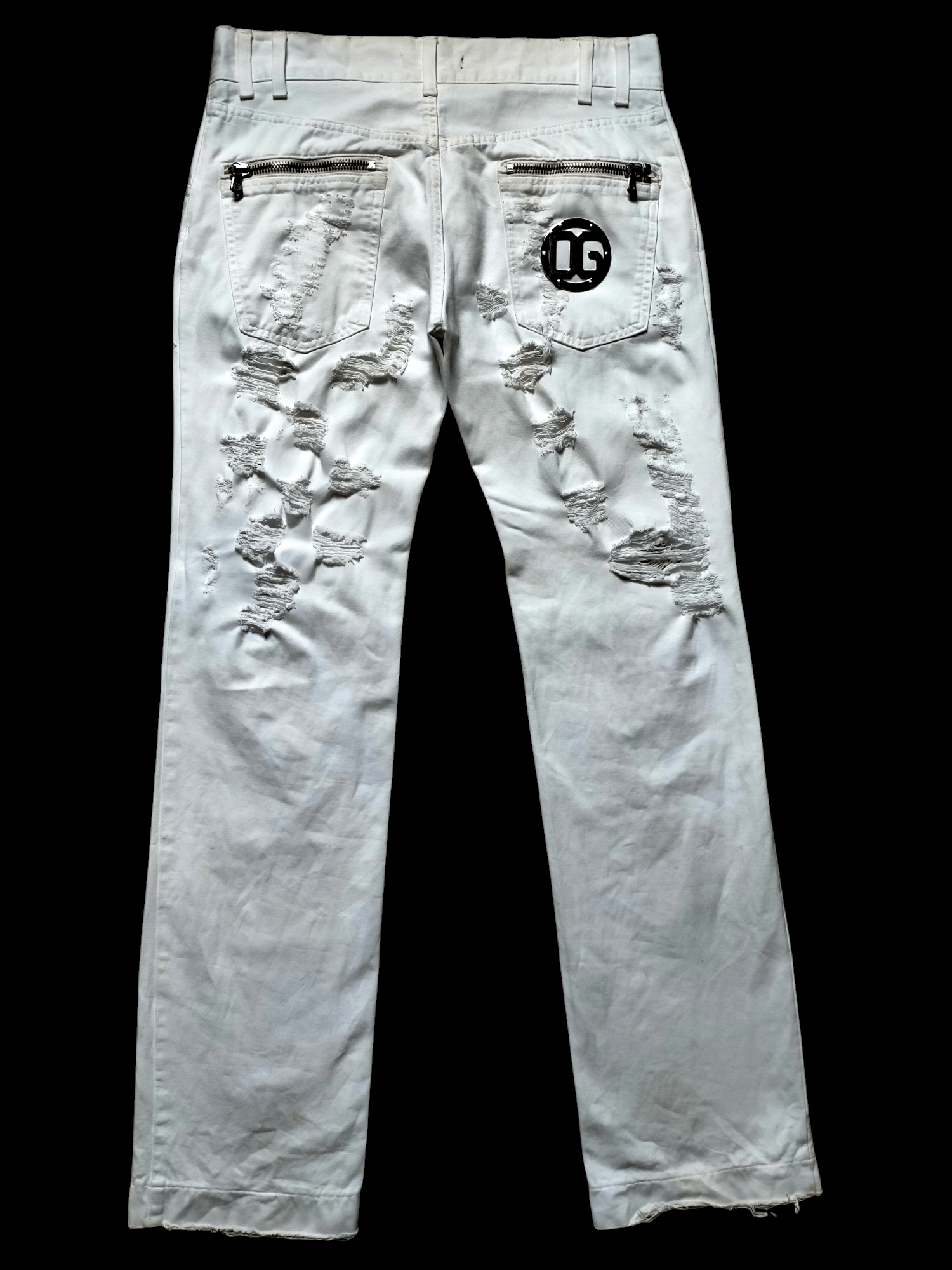 Dolce & Gabbana Dolce&Gabbana White Ripped Jeans 2005 Zipped Denim Size US 34 / EU 50 - 2 Thumbnail
