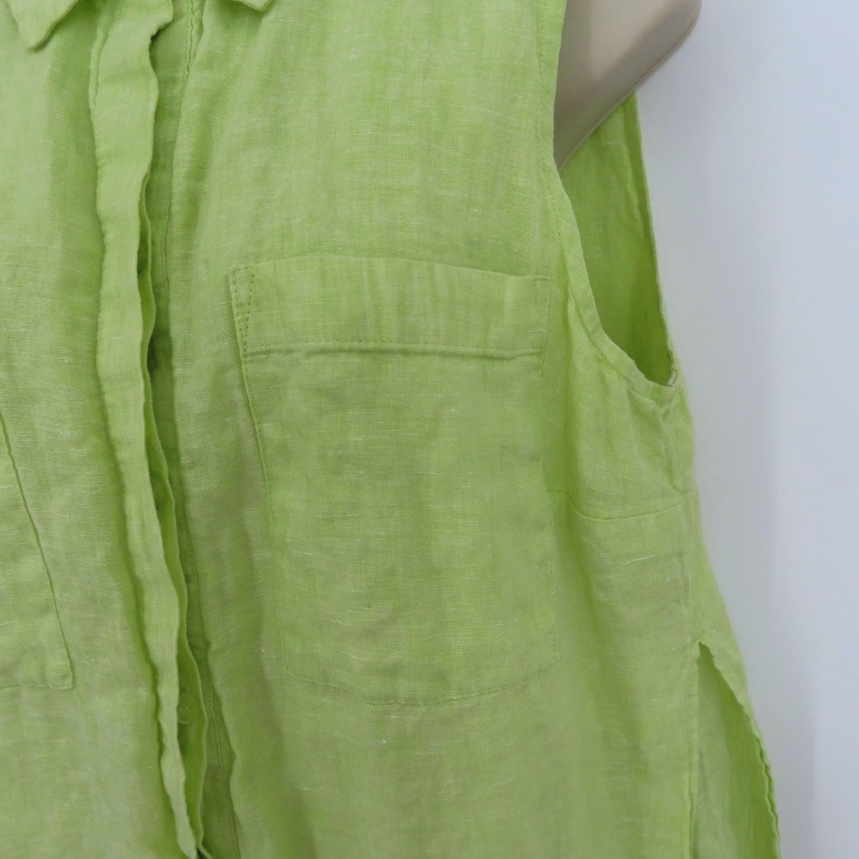 Vintage Chicos Blouse Shirt Sleeveless Collared Button Green Linen Women M Medium Vintage No Size M / US 6-8 / IT 42-44 - 5 Thumbnail
