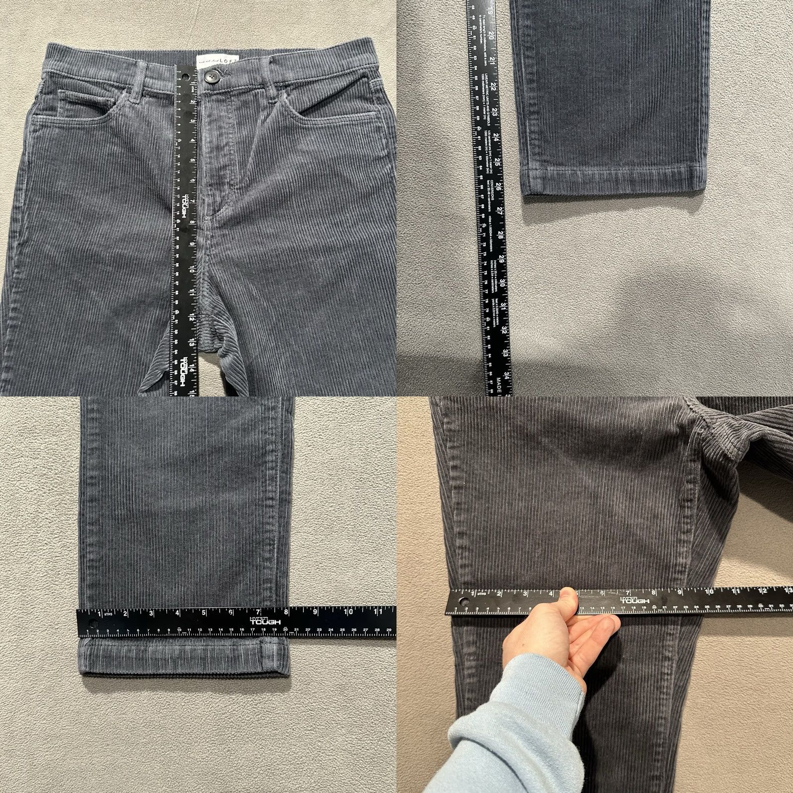 Loft Loft Pants Womens 30/10 Gray Wide Whale Corduroy Straight High Rise Casual Chino Size 32" / US 10 / IT 46 - 8 Thumbnail