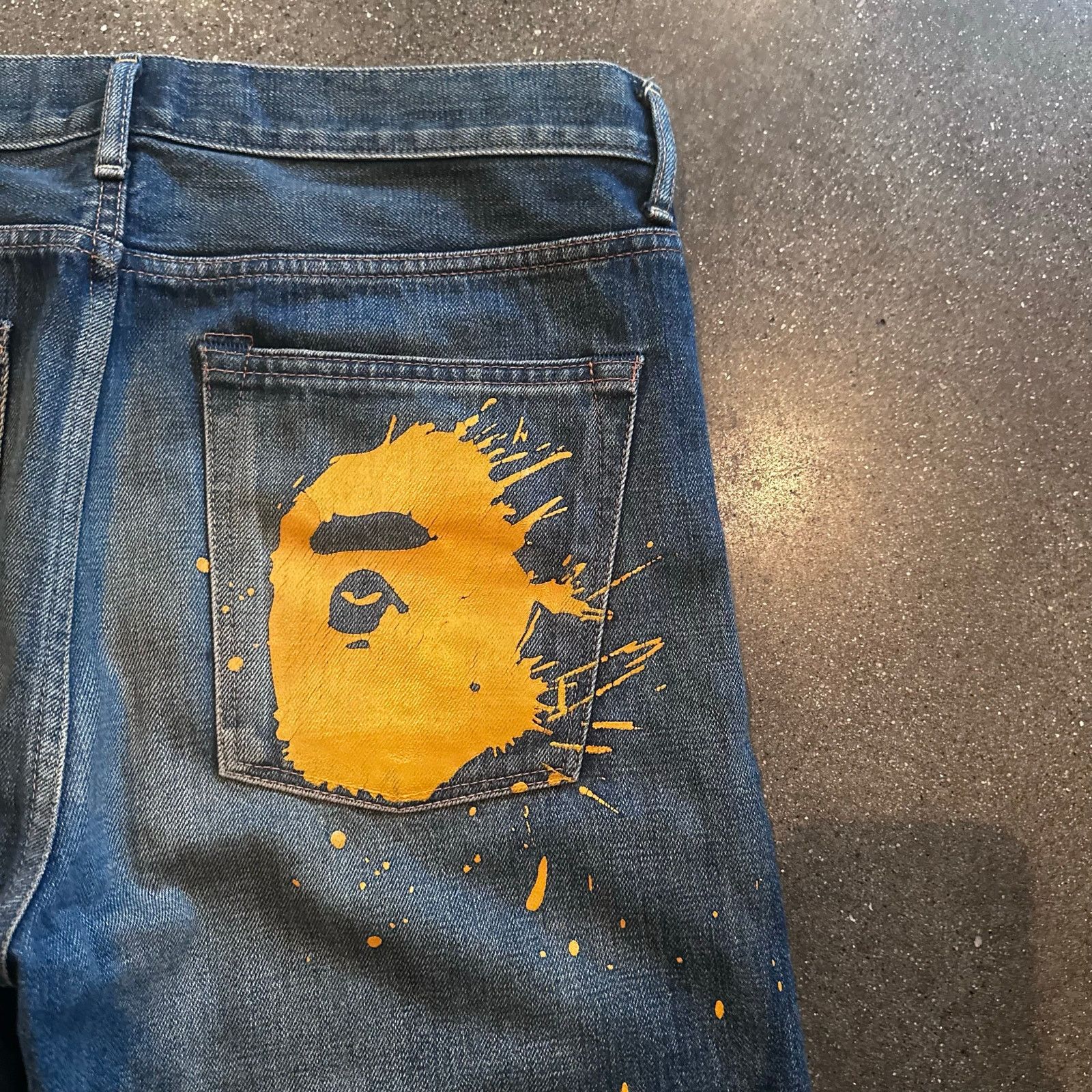 Bape 08 Bathing Ape paint splatter logo design washed denim jeans Size US 34 / EU 50 - 5 Thumbnail