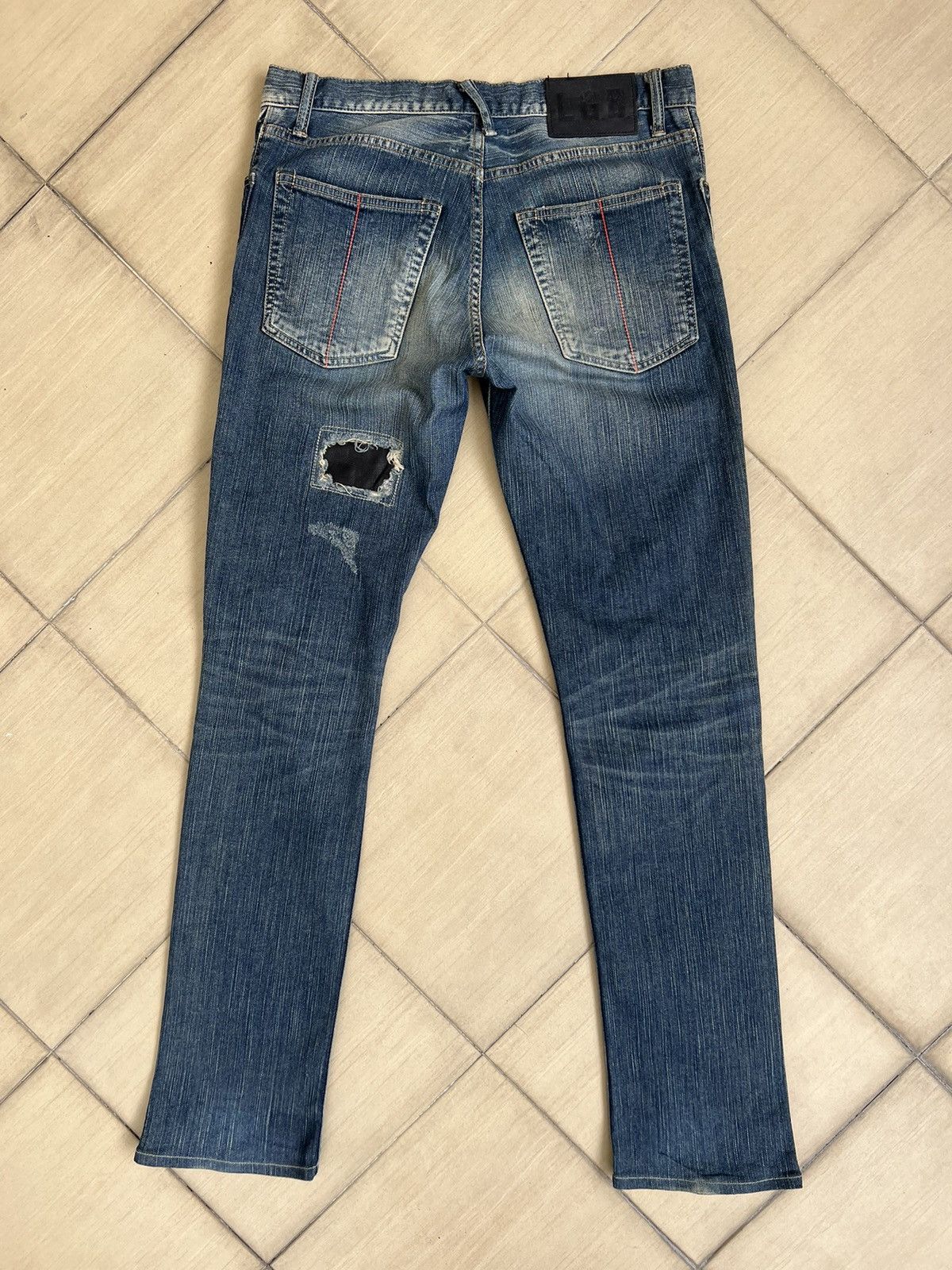 Le Grande Bleu (L.G.B.) L.G.B. Wolf Honour Rips Patchwork Stretch Denim Jeans Size US 31 - 2 Thumbnail