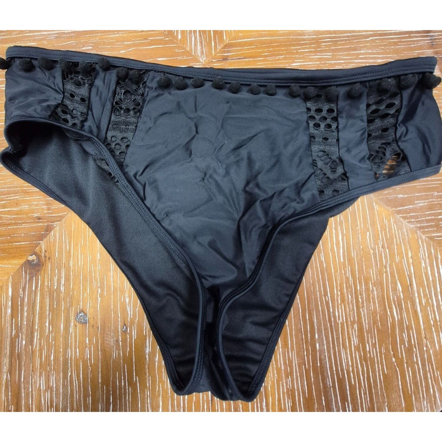 Other Black XXL Womens Lace Trim Bikini Bottoms Size ONE SIZE - 1 Thumbnail