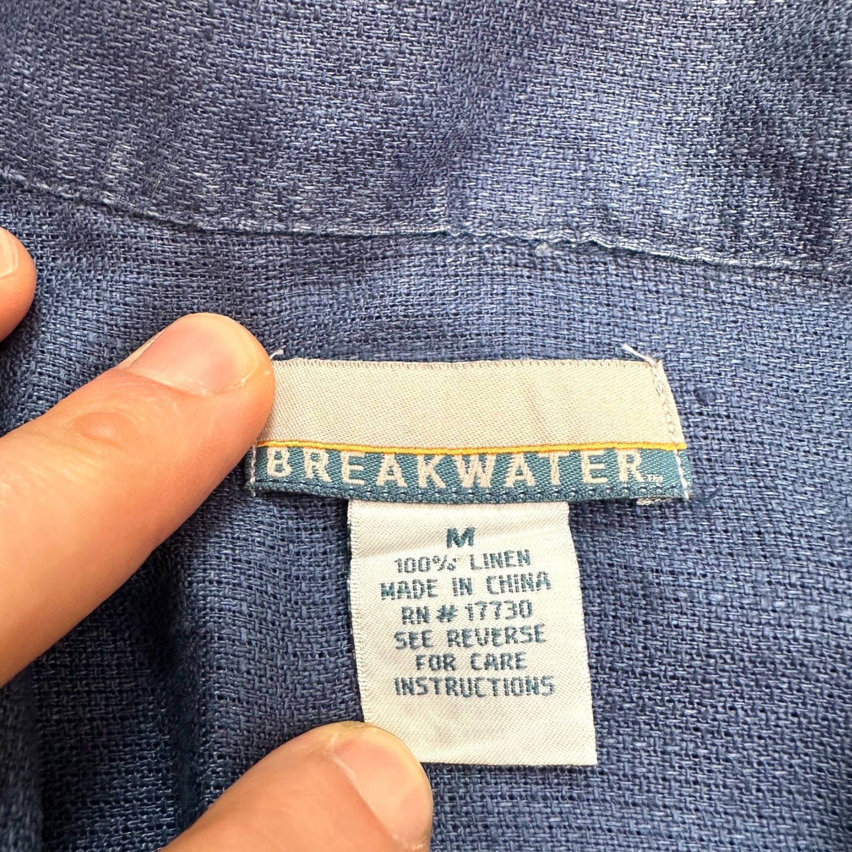 Vintage Breakwater Casual Button-Up Shirt Men's Medium Blue Short Sleeve Linen Pocket Lightweight Size US M / EU 48-50 / 2 - 6 Thumbnail
