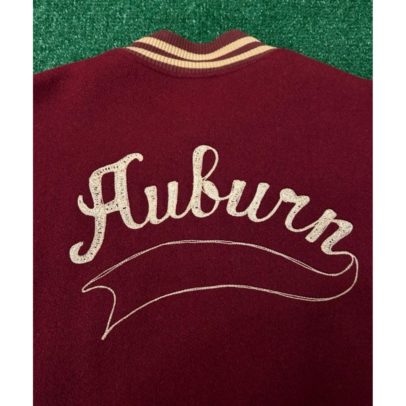 Vintage VINTAGE Auburn University VTG Chain Stitch Varsity Jacket Wool Size L Red Mens Size US L / EU 52-54 / 3 - 3 Thumbnail