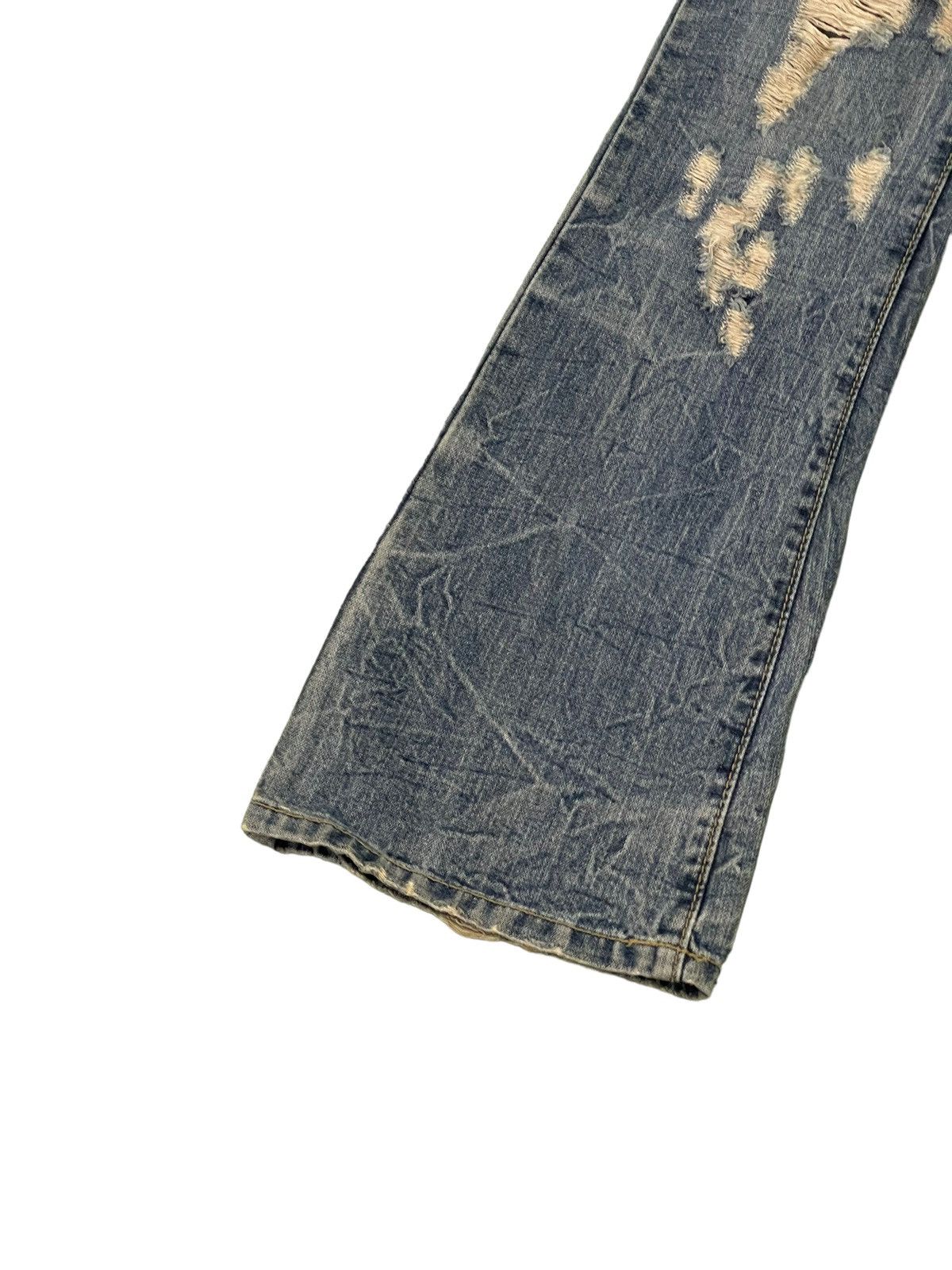 Japanese Brand Flare Jeans Colza Distress Low Rise Boot Cut 7🟦4 Size US 29 - 5 Thumbnail