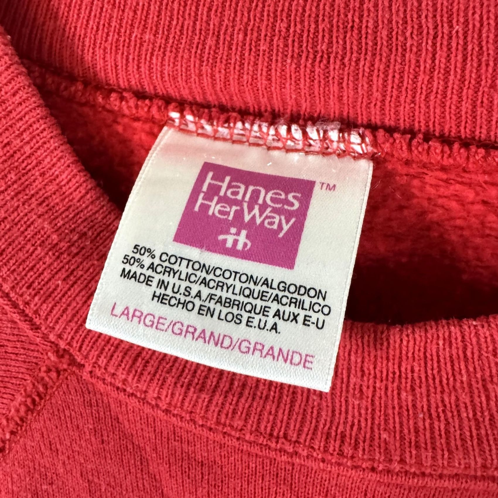 Hanes Hanes Her Way Sweatshirt Womens Large Red Raglan Crewneck Pullover USA Size L / US 10 / IT 46 - 7 Thumbnail