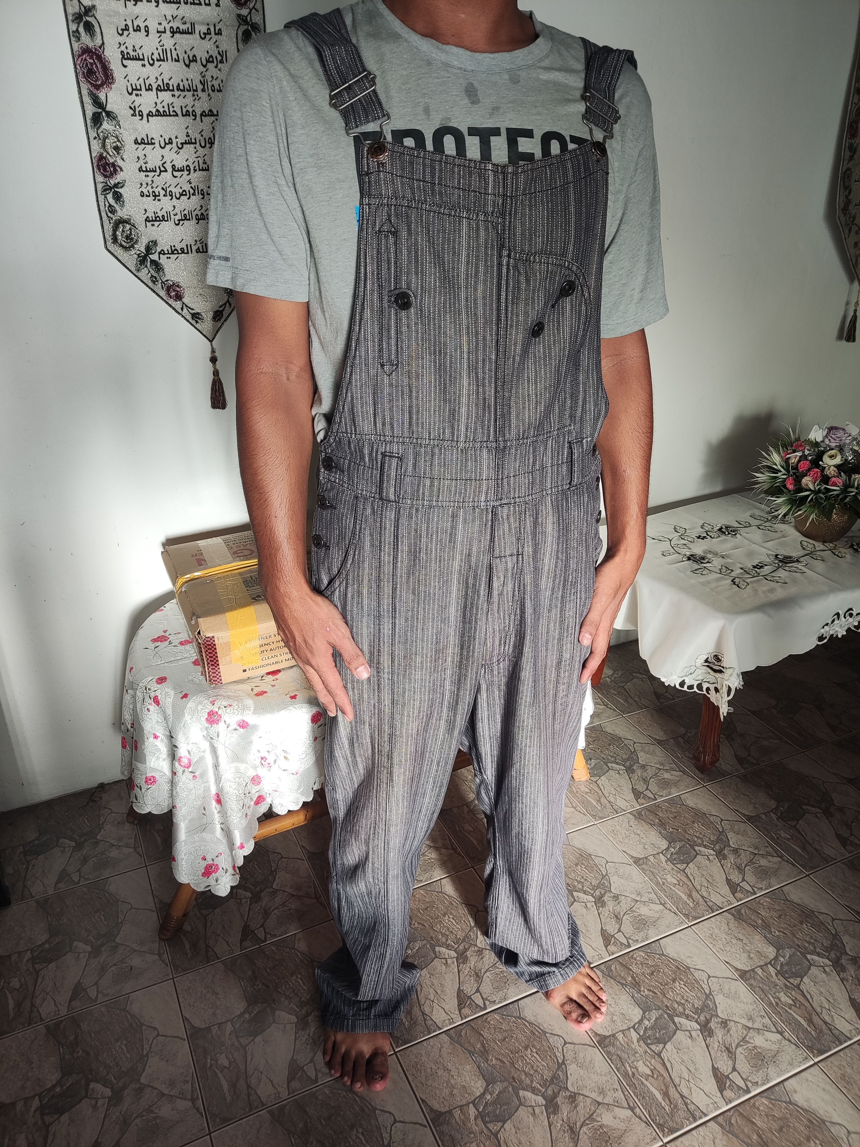 PPFM Vintage Rare PPFM Japanese Overall Denim Indigo Stripe Size US 34 / EU 50 - 24 Thumbnail