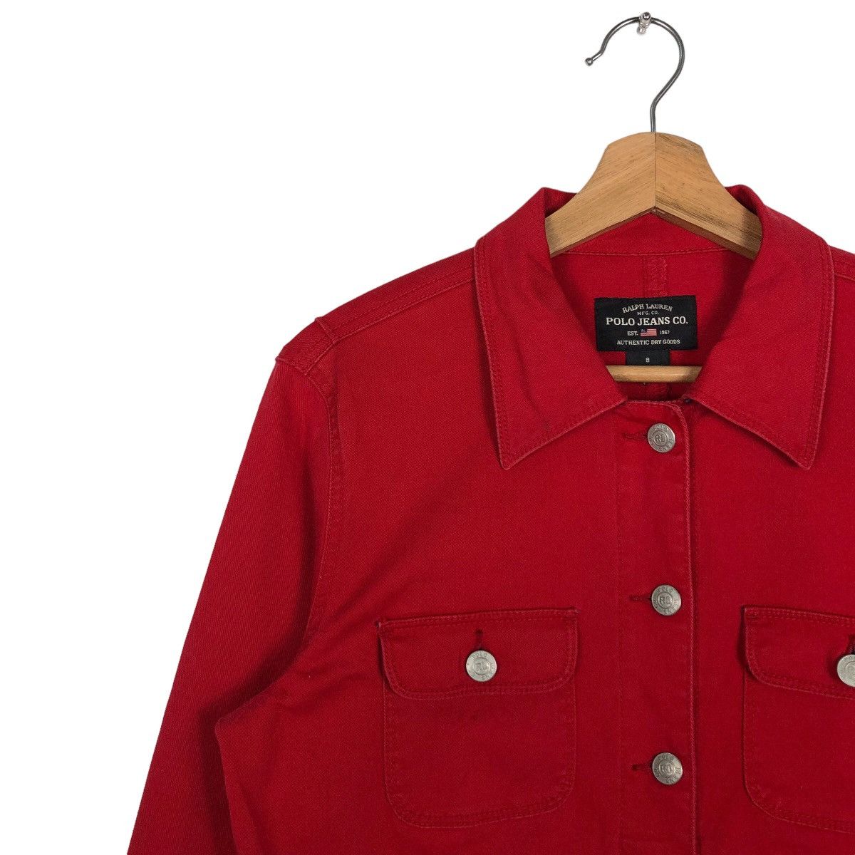 Ralph Lauren 🔥Rich Red - Cropped Trucker Denim Ralph Lauren MFG CO Size US M / EU 48-50 / 2 - 6 Thumbnail