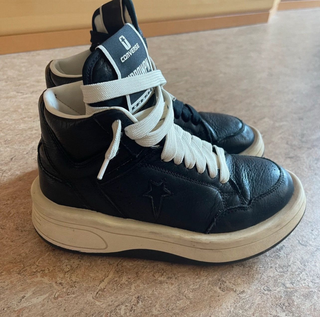 Converse × Rick Owens Drkshdw Rick Owens x Converse DRKSHDW TURBOWPN Mid Black Cloud Cream Size US 5 / EU 37 - 3 Thumbnail