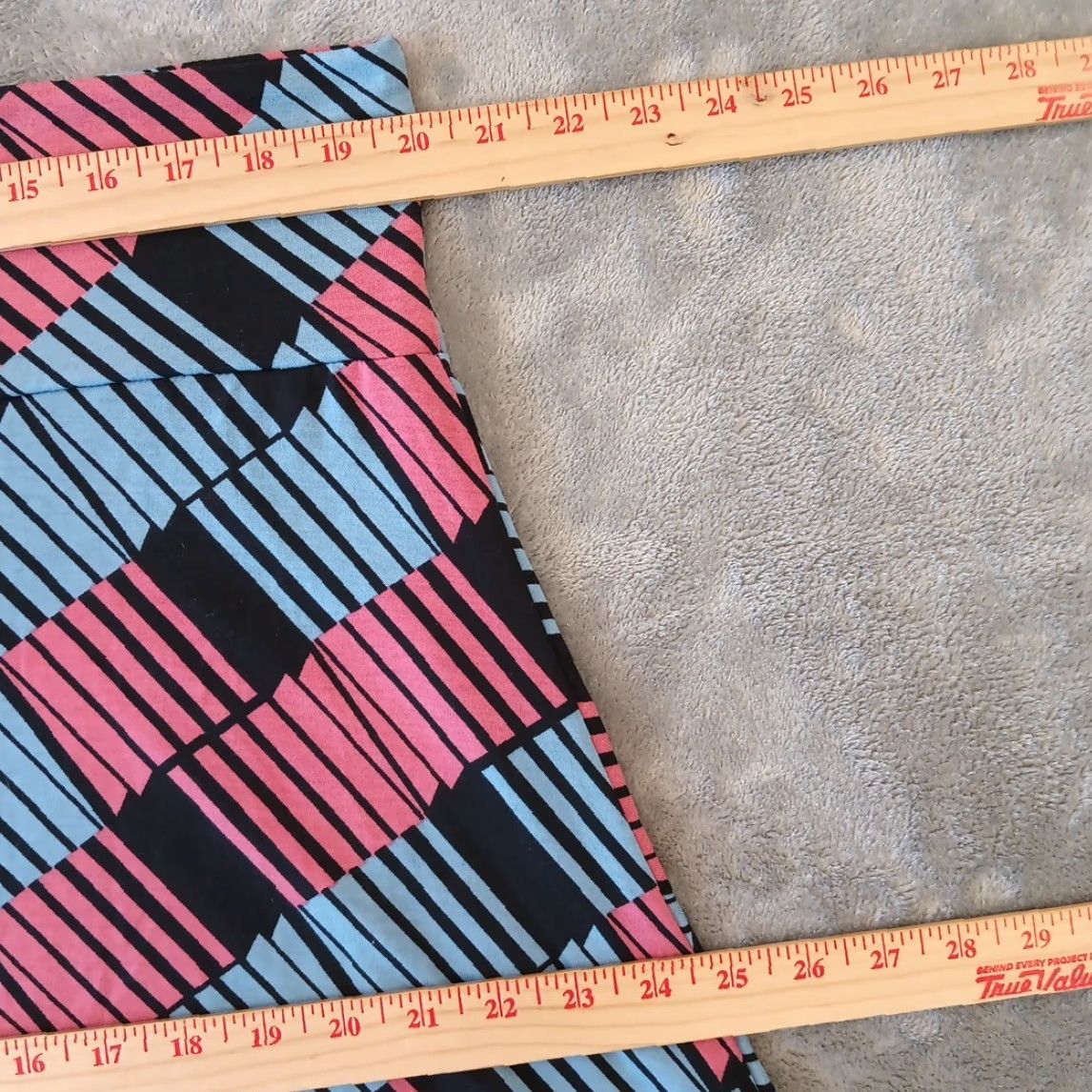 Vintage LuLaRoe Skirt Geometric 3XL Blue Pink Knee Length A-Line Pull On Women's Size 40" / US 18 - 2 Thumbnail
