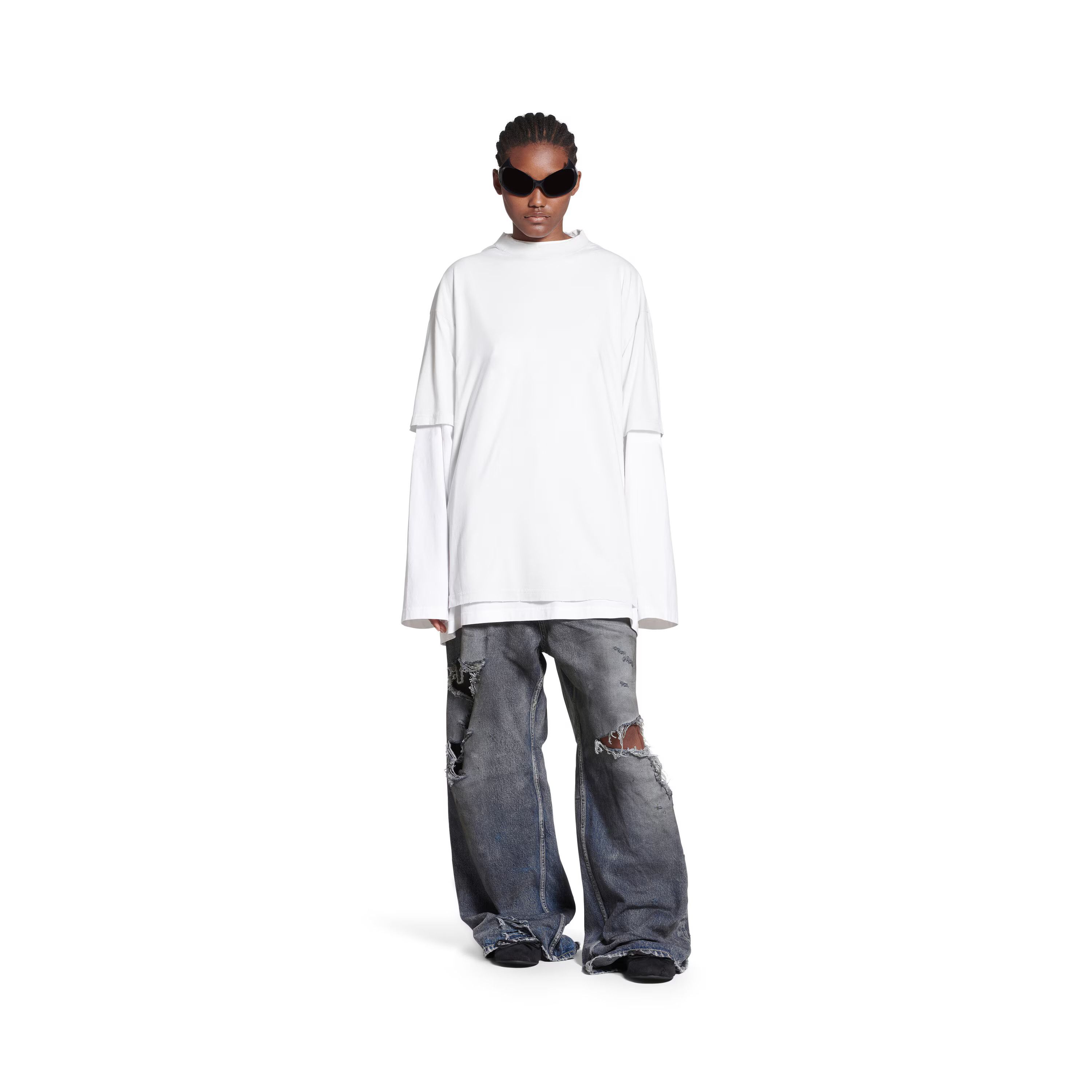 Balenciaga o1srvl11e0425 T-Shirt Medium Fit in White Size XL / US 12-14 / IT 48-50 - 3 Thumbnail