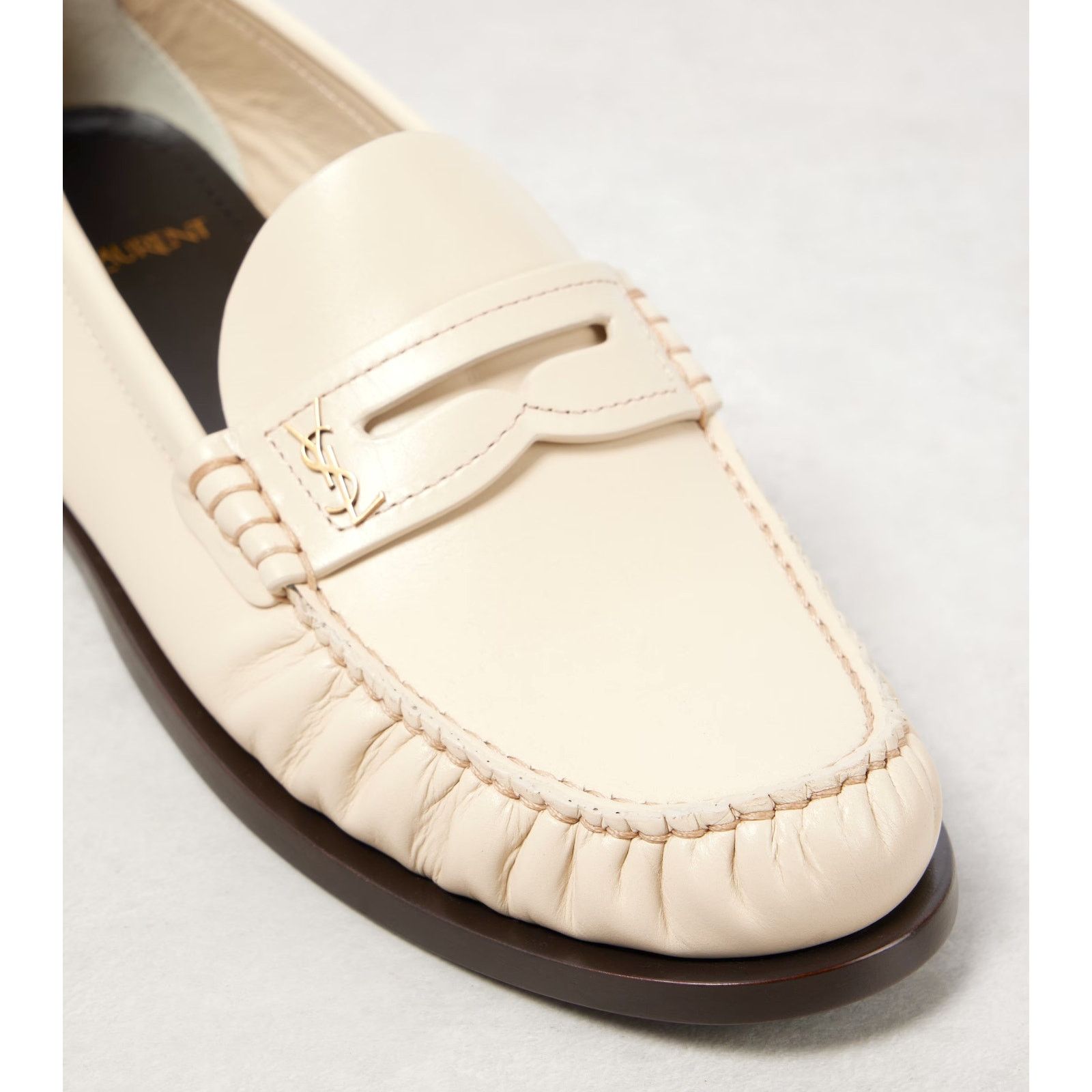 Saint Laurent Paris NIB Saint Laurent YSL Logo Leather Penny Loafers White 34.5 Size US 4.5 / IT 34.5 - 9 Thumbnail