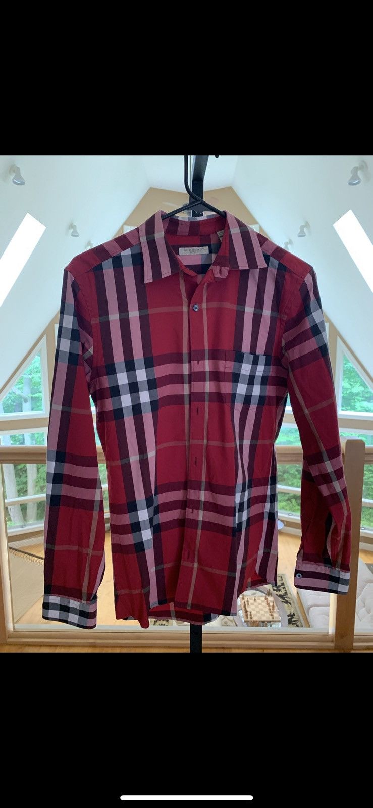 image of Burberry Check Shirt in Red, Men's (Size XS)