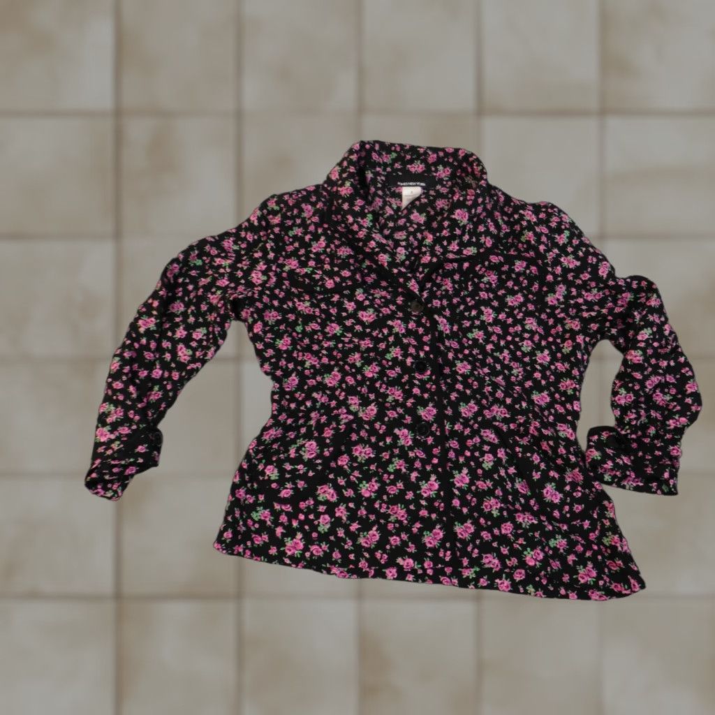 Jones New York Jones New York Blazer Women 6 Black Floral Silk Lightweight Button Jacket Coat Mid-Length Adults Mens? No Women Size M / US 6-8 / IT 42-44 - 1 Thumbnail