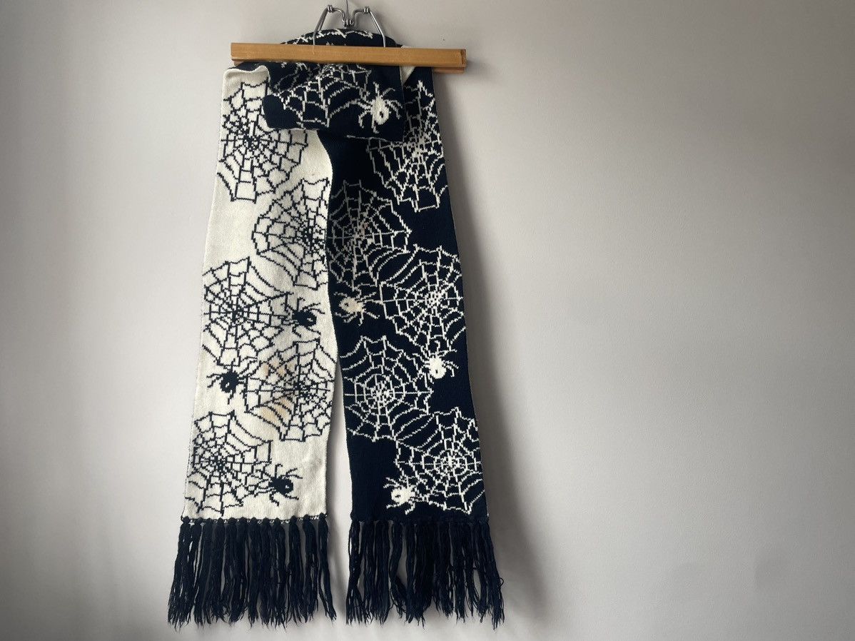 Other Goth Grunge Spidwr Spiderweb Black and White Scarf Size ONE SIZE - 2 Thumbnail