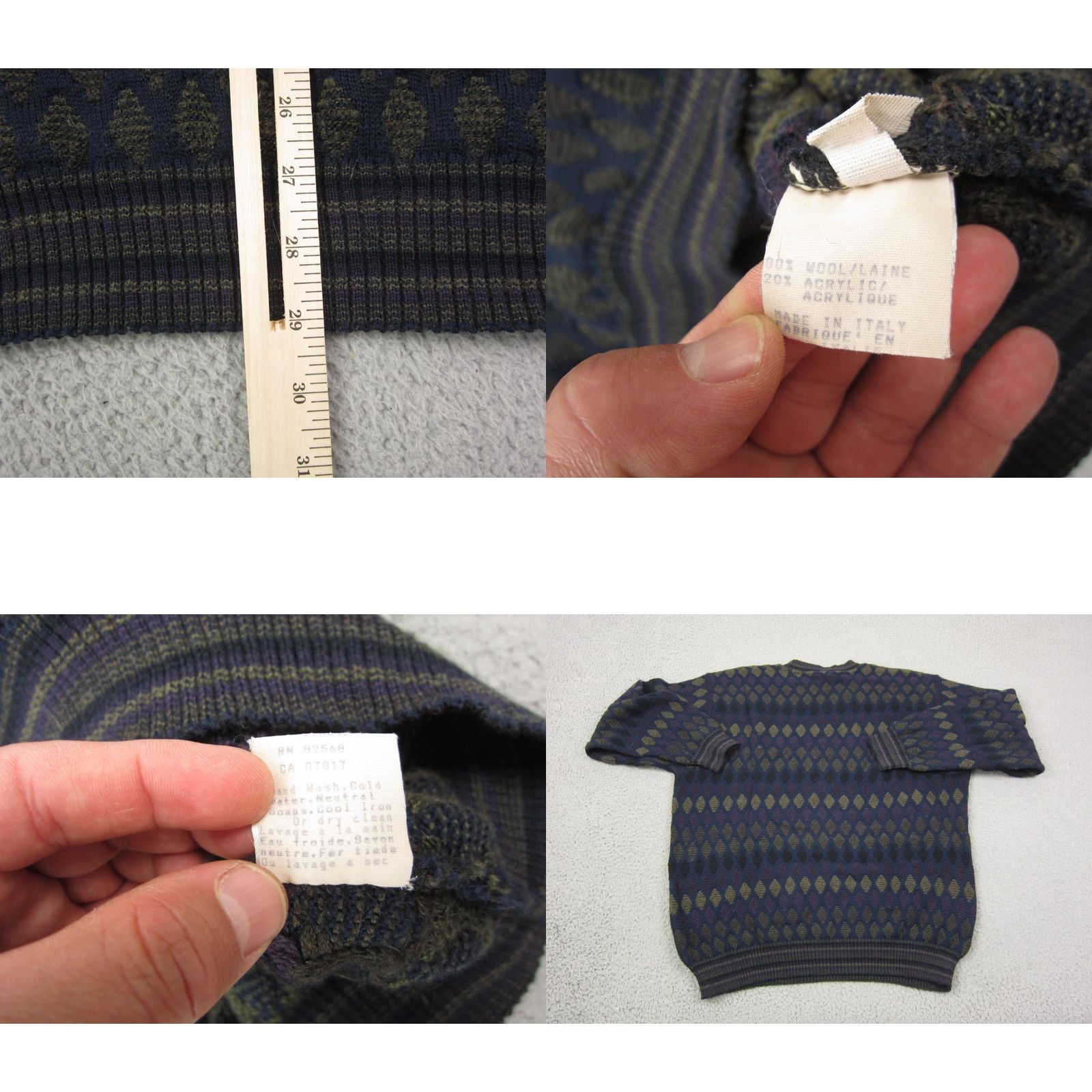 Vintage VINTAGE Mondo di Marco Sweater Mens XL Blue Diamond Wool Acrylic 80s Pullover Crew Neck Long New title Size US XL / EU 56 / 4 - 8 Thumbnail
