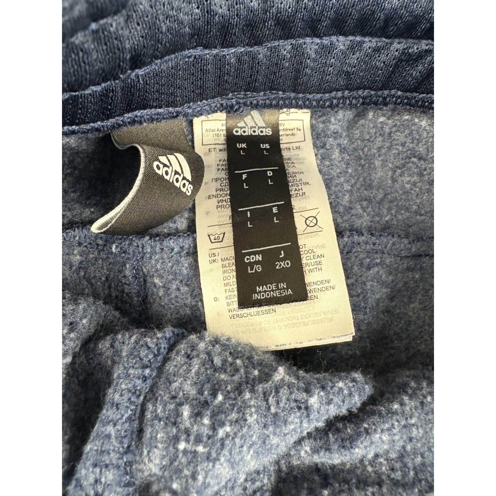 Adidas Adidas Pants Mens Large Blue Athletic Joggers Sweatpants Drawstring Logo Pockets Size US 33 - 2 Thumbnail