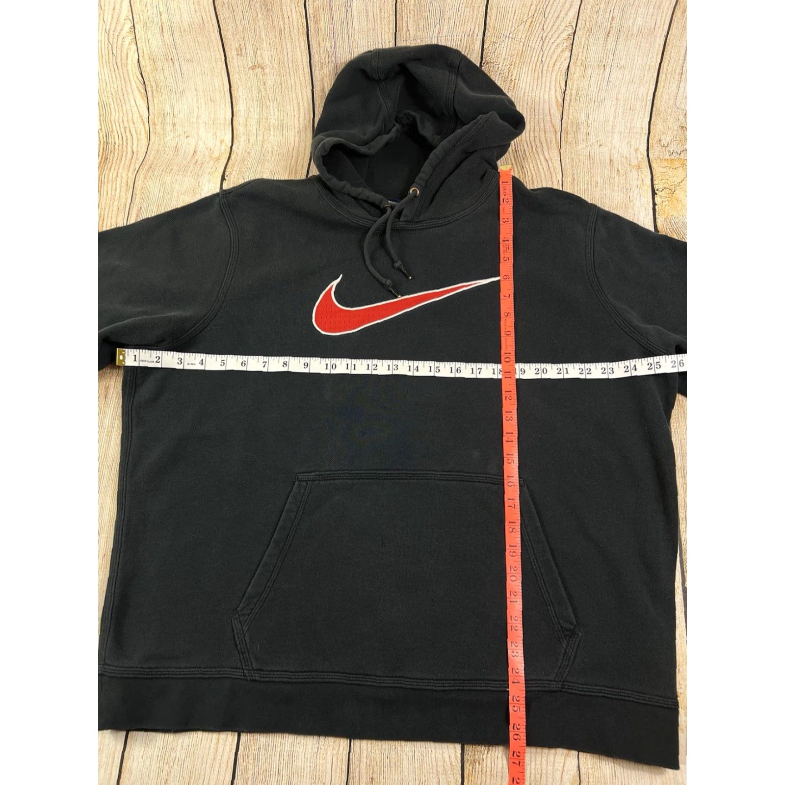 Nike VINTAGE Nike Big Swoosh Black Hoodie Sweatshirt XL Men Pullover Fleece Cotton Polyester Hooded Pockets All Seasons Sweatshirt Sportswear Size US XL / EU 56 / 4 - 3 Thumbnail