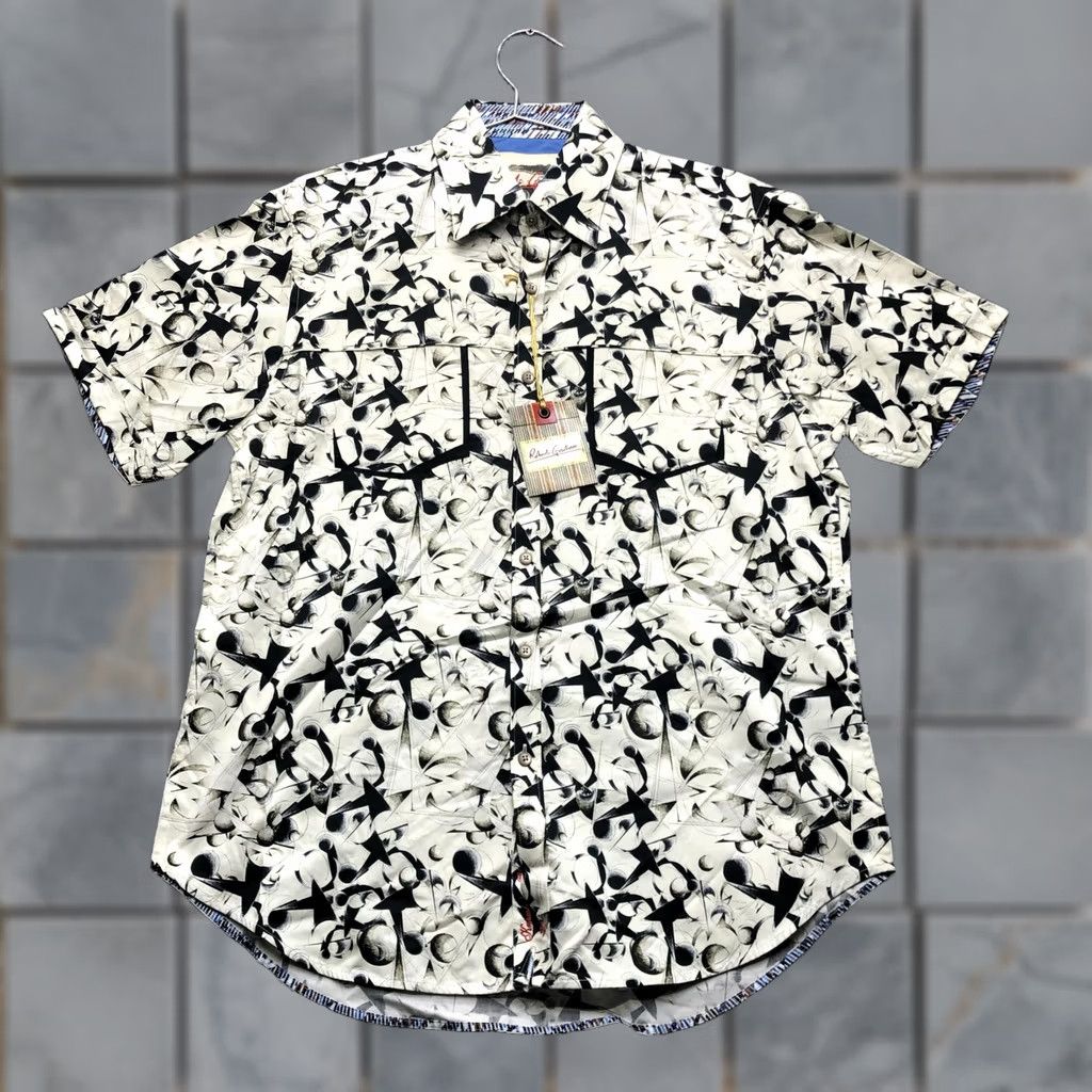 Robert Graham Robert Graham Shirt Mens Large White Geometric Short Sleeve Button Up Casual Size US L / EU 52-54 / 3 - 1 Thumbnail