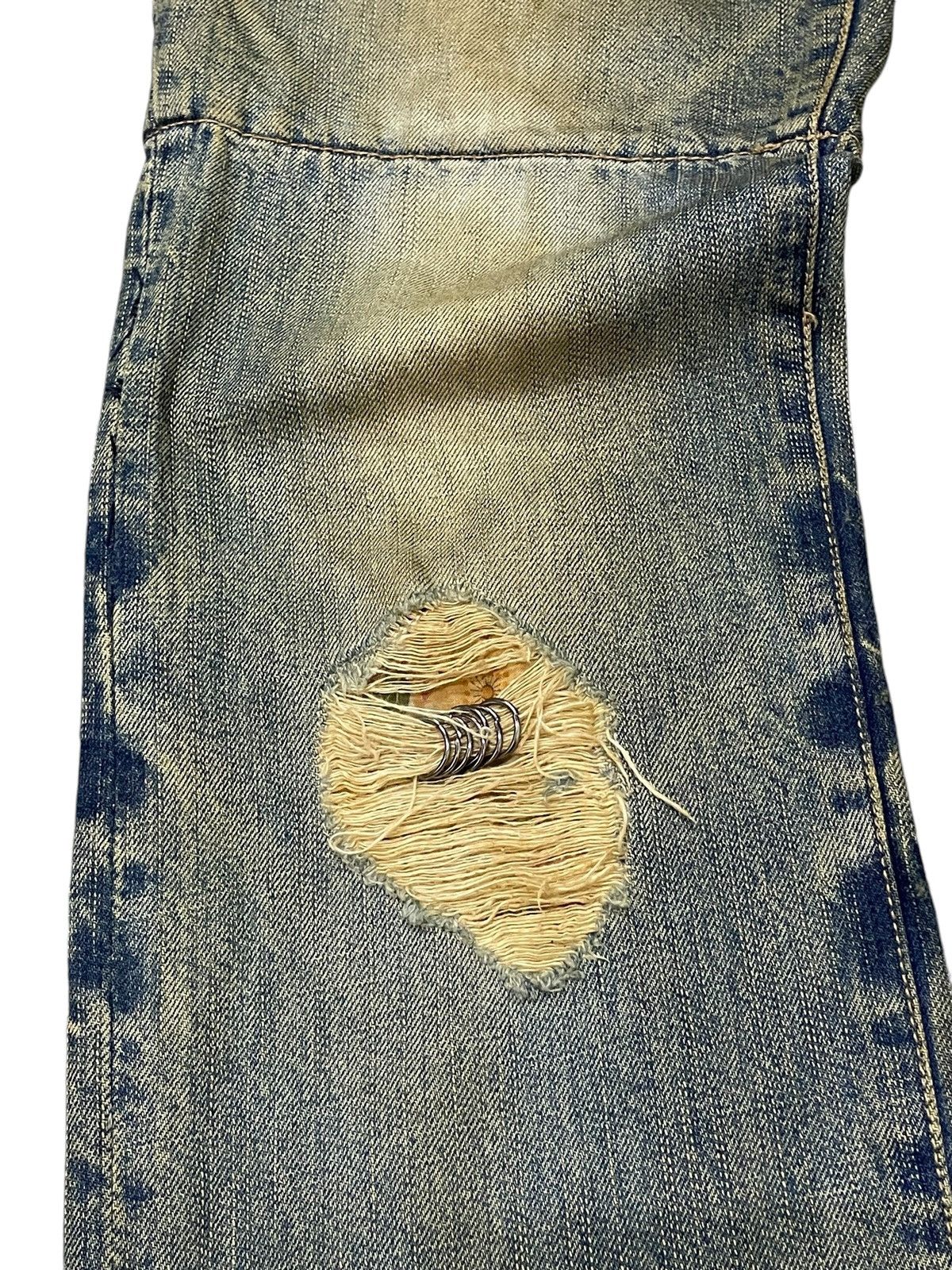 Japanese Brand Archive PPFM Pierced Mud Wash Double Waist Distressed Jeans Size US 31 - 6 Thumbnail