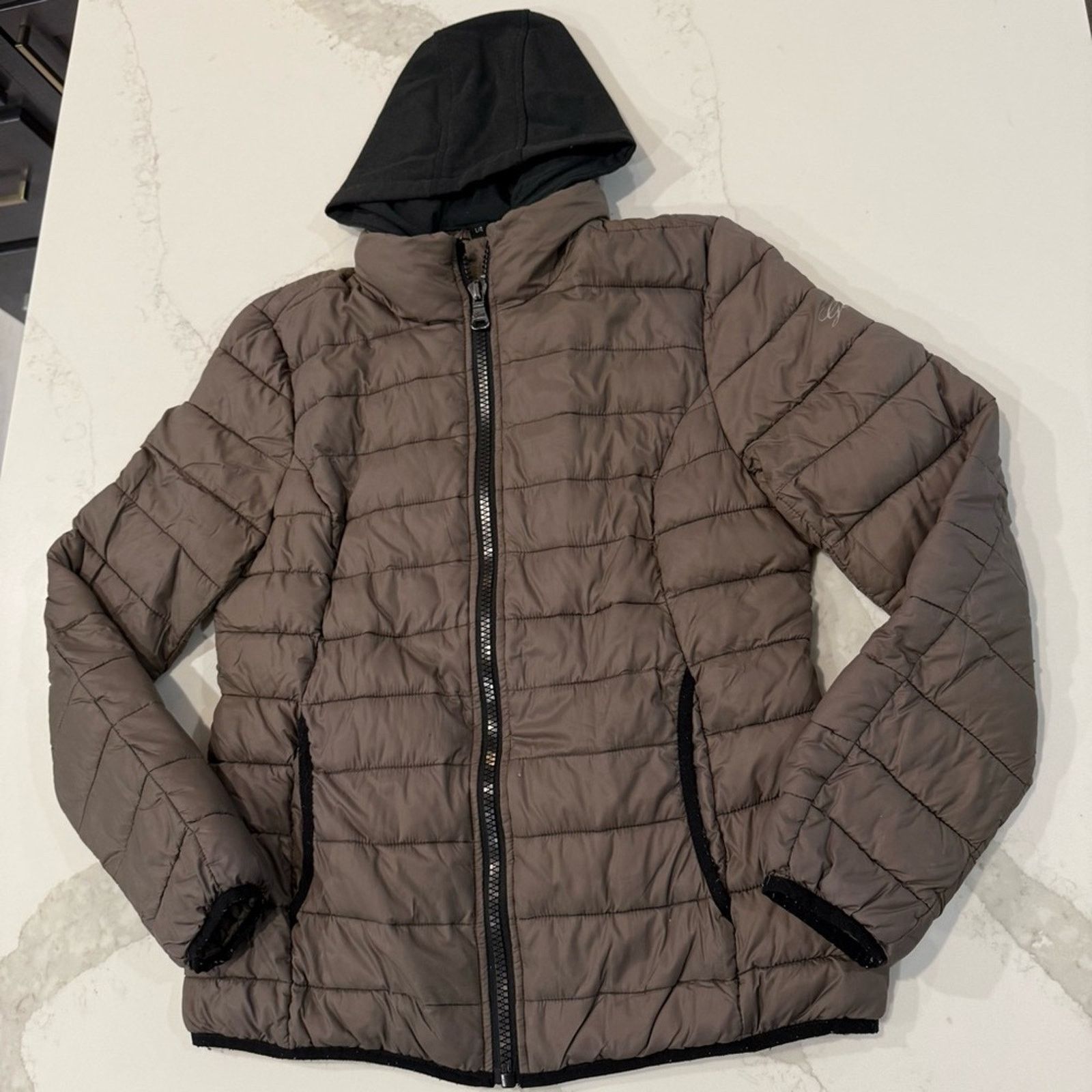 Guess Guess Detachable Hoodie Puffer Jacket Women’s Large Taupe Size L / US 10 / IT 46 - 2 Thumbnail