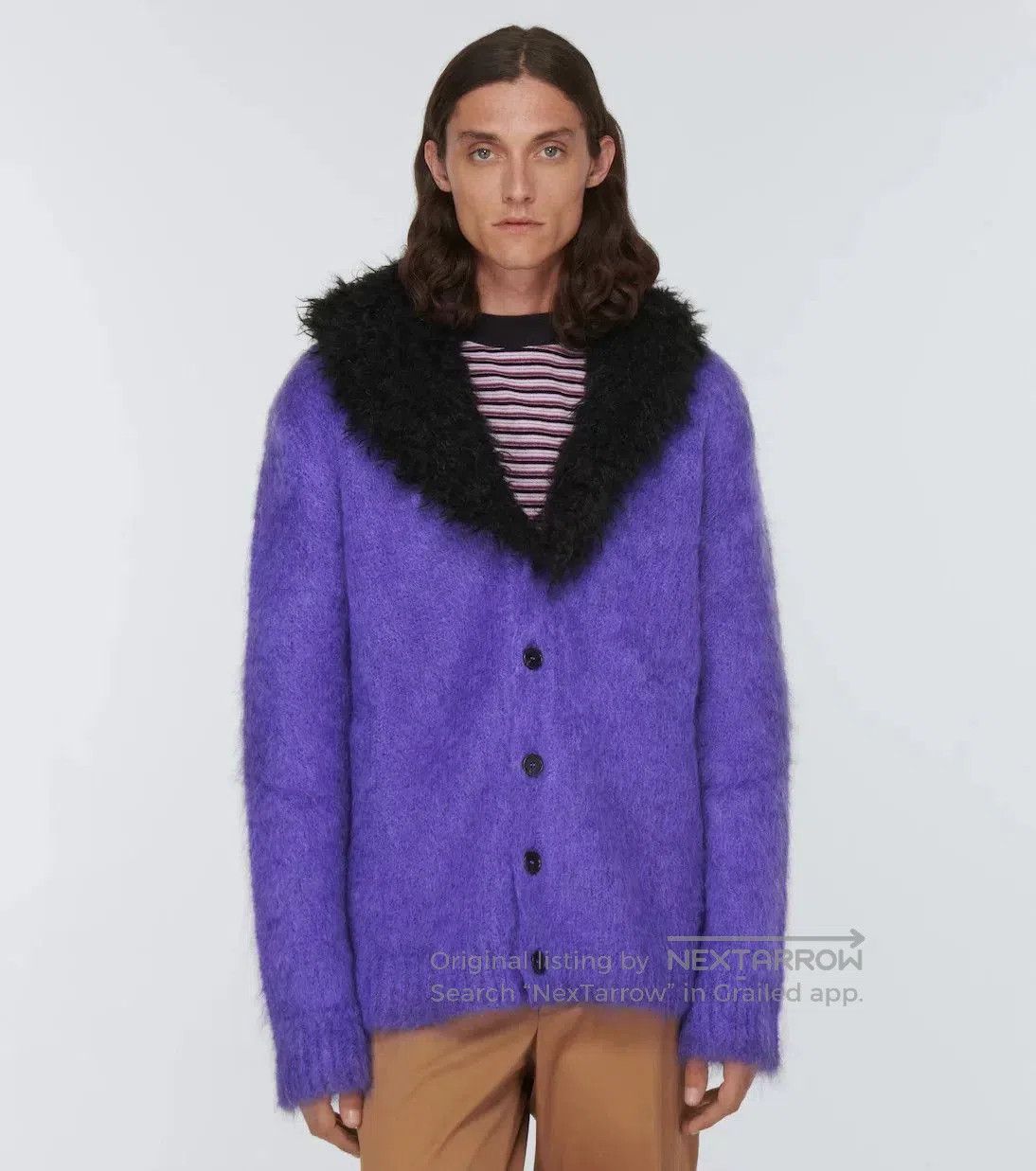 Marni Marni Mohair Blend Cardigan with Fur Collar. Size L / US 10 / IT 46 - 6 Thumbnail