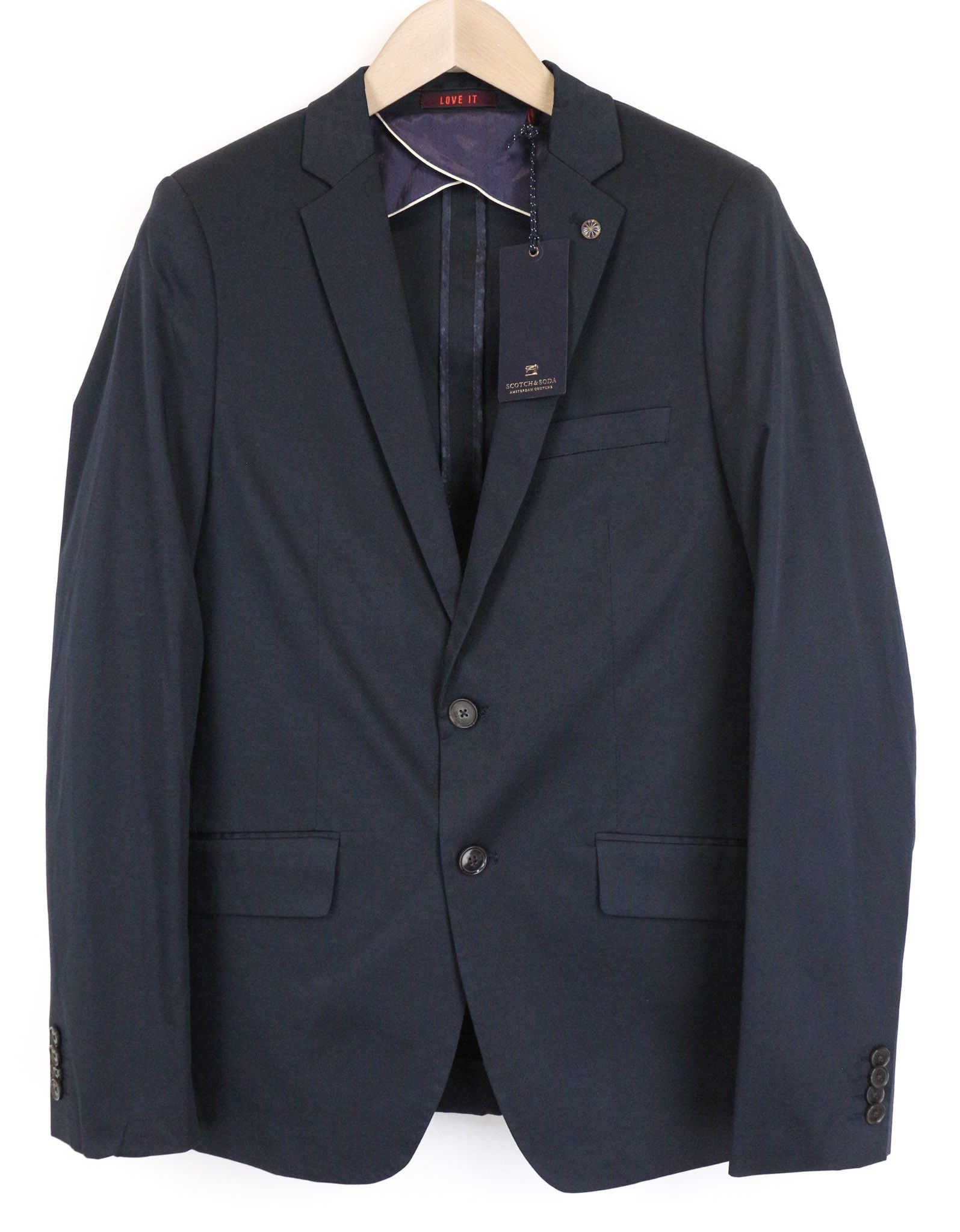 Scotch & Soda S Blue Cotton Stretch Two-Button Blazer 75612 Size 36R - 1 Thumbnail