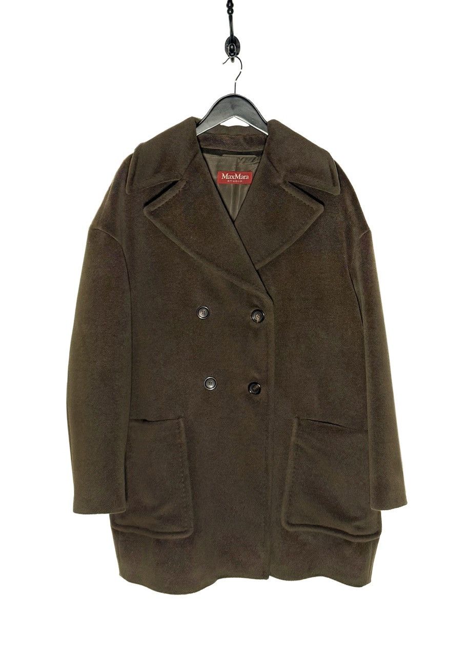 Max Mara Max Mara Studio Gelada Khaki Brown Wool Peacoat Size XL / US 12-14 / IT 48-50 - 1 Thumbnail