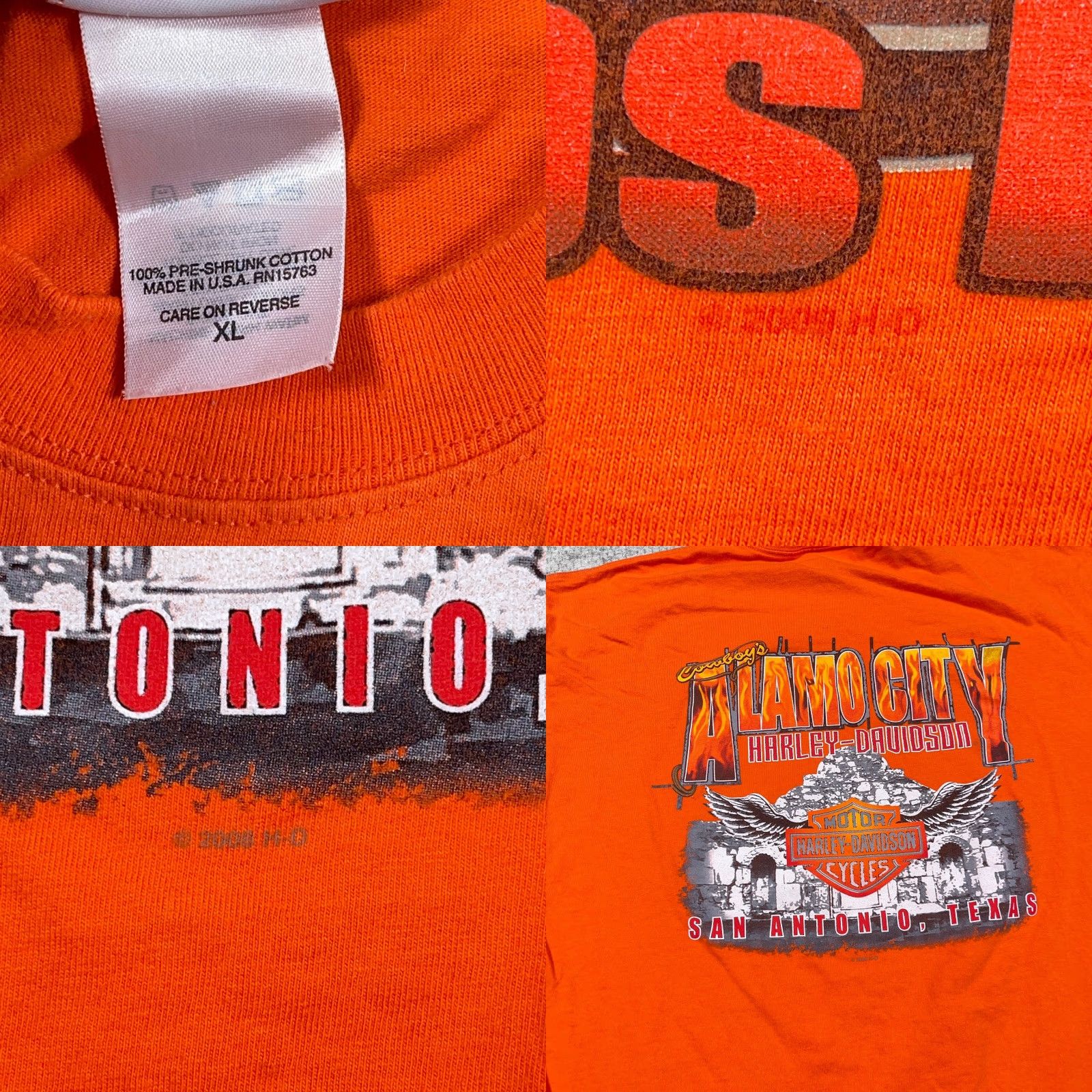Harley Davidson Harley-Davidson Shirt Men XL Orange Buck Stops Here Alamo Fire Flames VTG Y2K 80s Grunge Retro Skull Graphic Print Tee T-Shirt Wearable… Size US XL / EU 56 / 4 - 8 Thumbnail