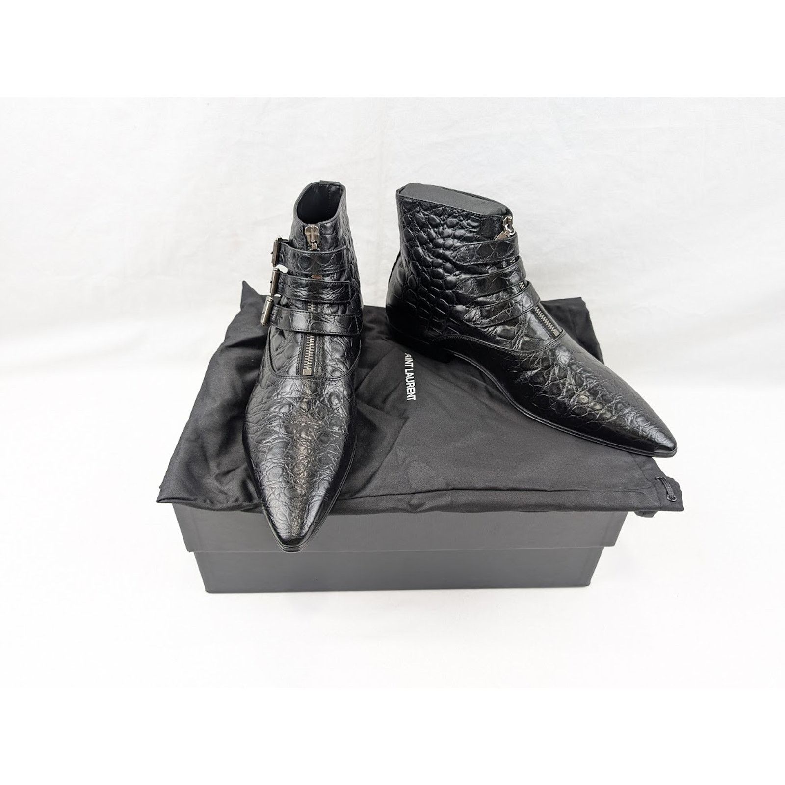 Saint Laurent Paris o1rshd1 Goth 15 Zip Buckle Boots Fake Cocco Yankee in Nero Size US 8.5 / EU 41-42 - 20 Thumbnail