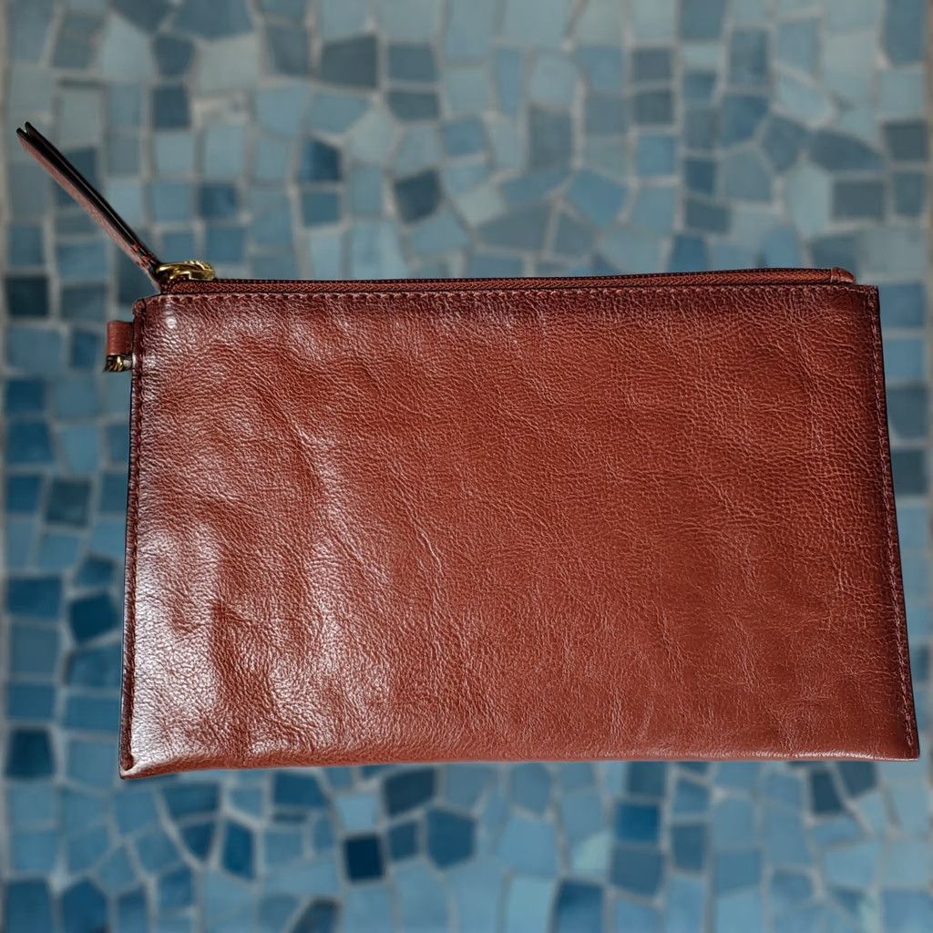 Frye VINTAGE FRYE Wristlet Wallet Smooth Leather Cognac Brown DB0625 Full Zip New Wristlet Clutch Womens Small Bag 9in 5.75in 0.25in Size ONE SIZE - 1 Thumbnail