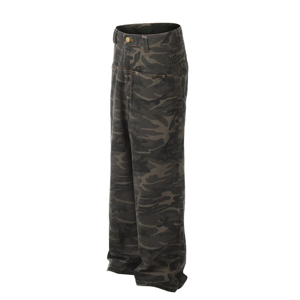 Japanese Brand American contrast camouflage loose straight-leg work jeans Size US 32 / EU 48 - 2 Thumbnail